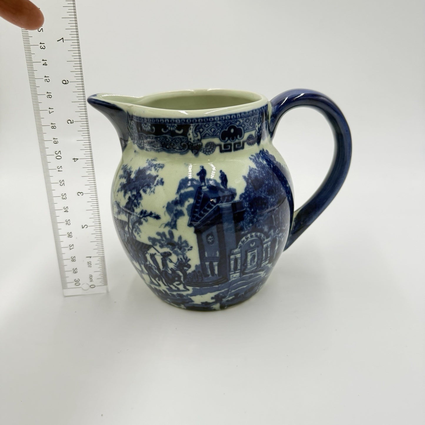 Antique Victorian Ware Ironstone Blue & White Pitcher Porcelain 1920