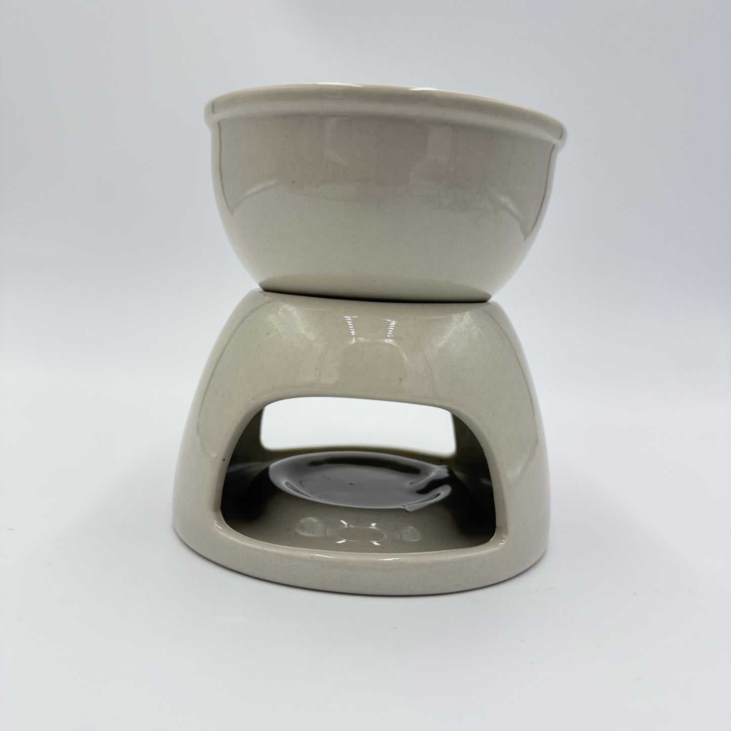 Pottery Barn Stoneware Oil/butter Warmer Sailboat Blue Stripes 4.3”