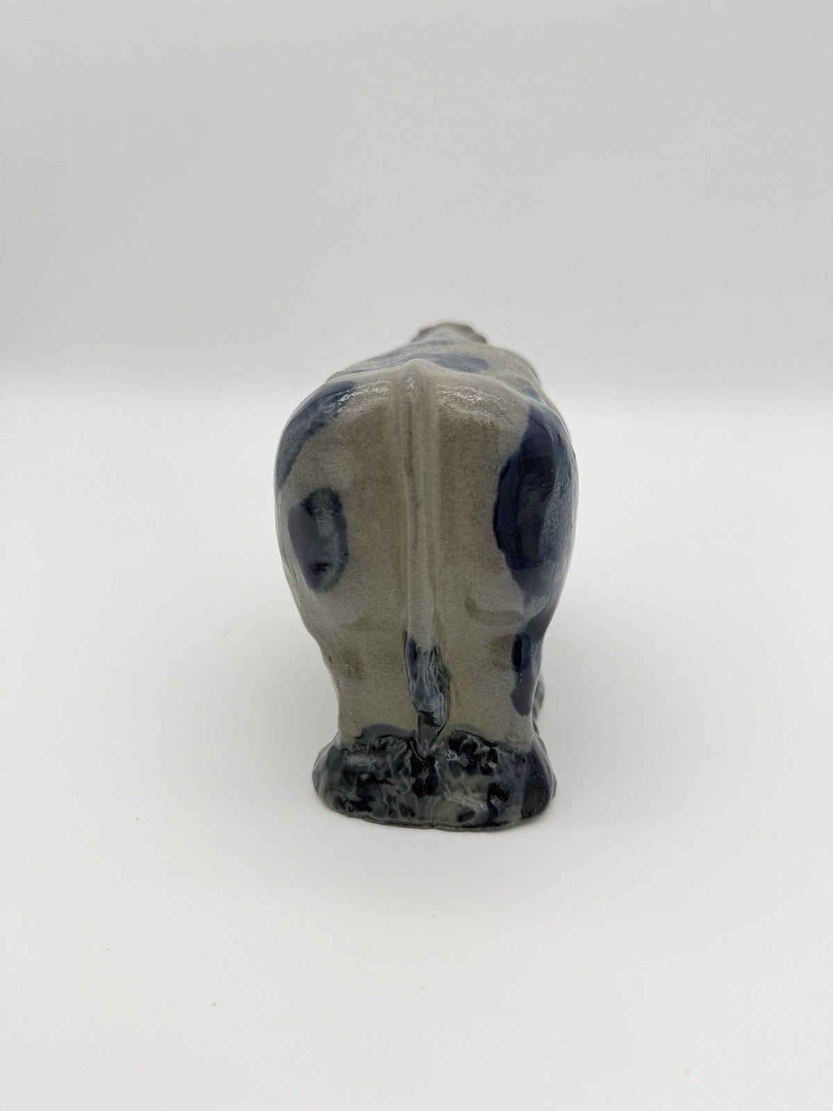 Rowe Art Pottery Salt Glaze Works Blue Holstein Cow Figurine 1990 Vintage USA