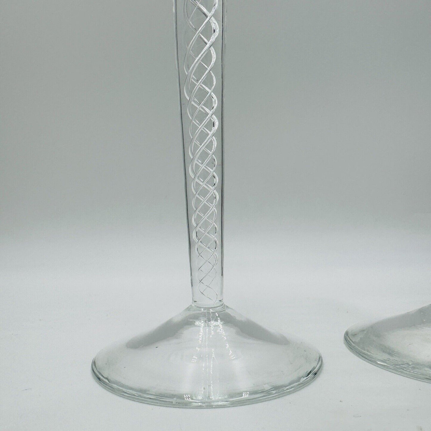 Vintage Air Twist Double Helix Candlestick Candle Holder Hand Blown Pair 10"h