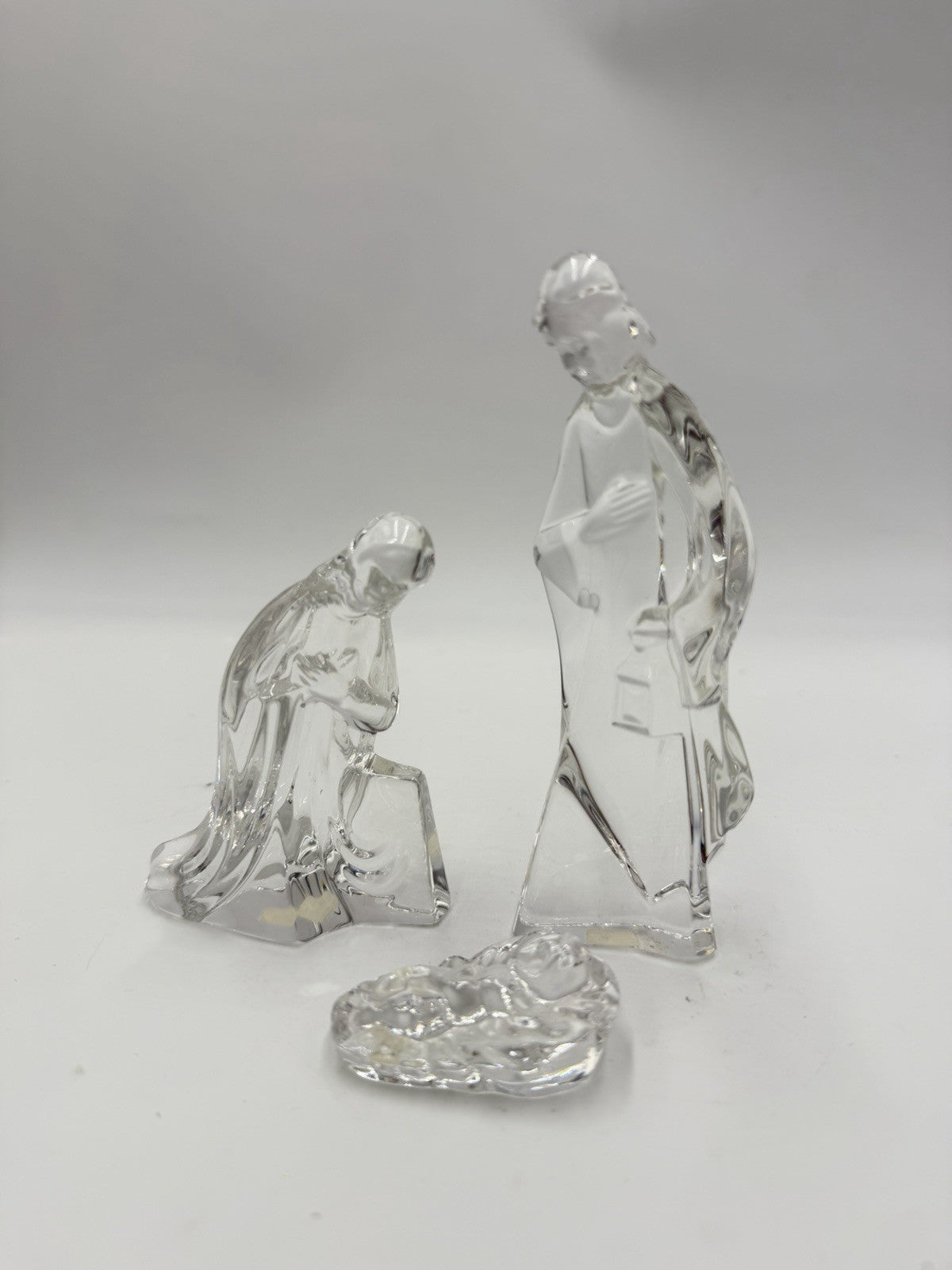 Vintage Mikasa Lead Crystal Nativity 5” Joseph Mary Jesus Christmas Figurines