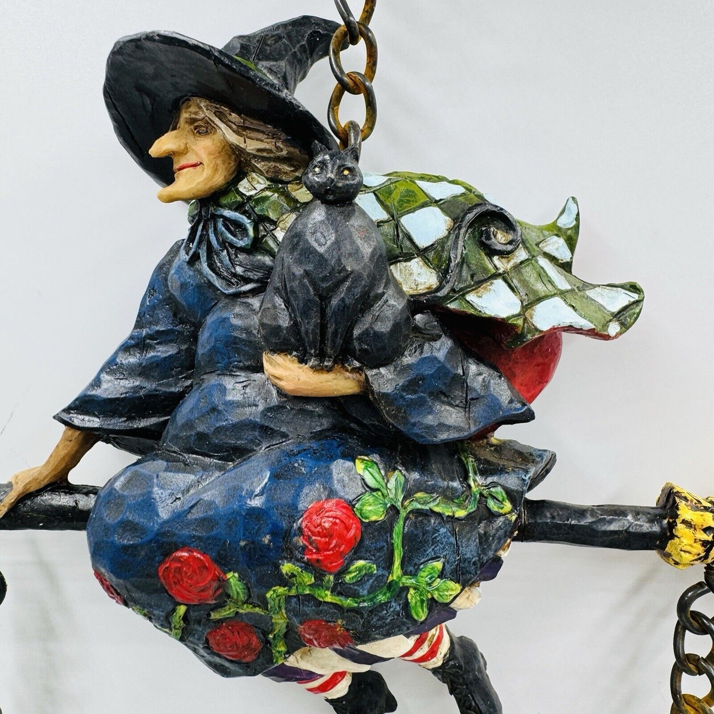 Jim Shore Heartwood Creek Witch Wind Chime Halloween Figurine Rare 2006