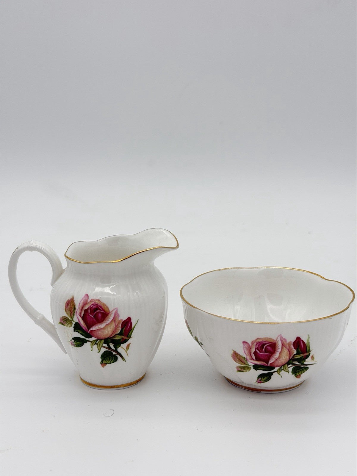 Royal Albert England Porcelain English Beauty Floral Rose Creamer & Sugar Bowl