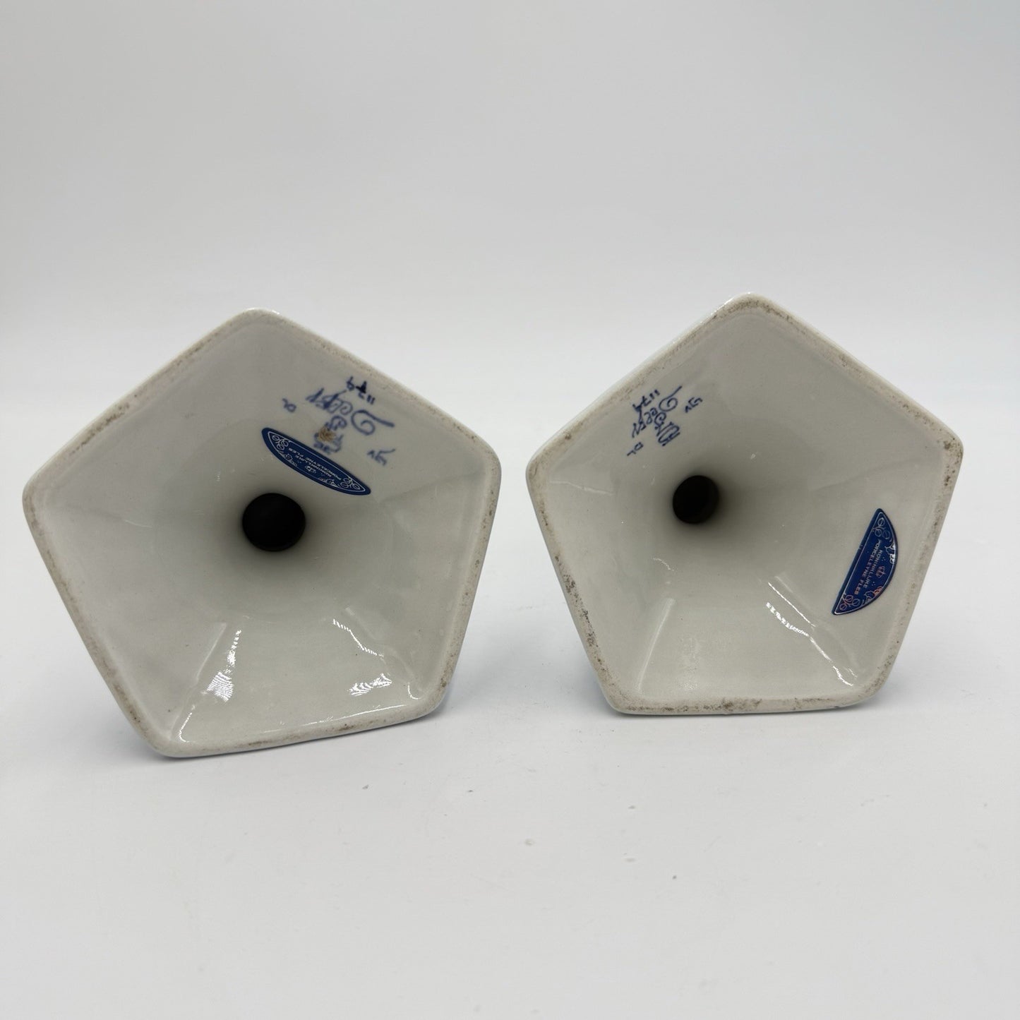 Royal Delft Porceleyne Fles Vintage 4.5" Candle Stick Holders Blue White Signed