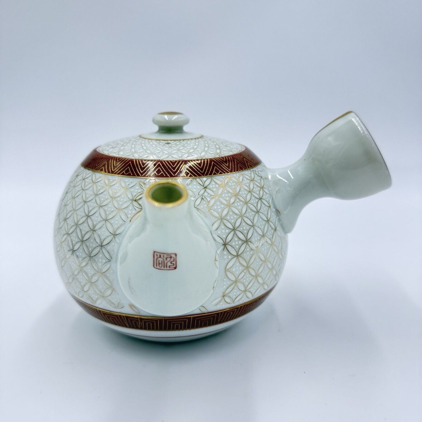 Antique Japanese Kutani Porcelain Tea Pot Gold Accents Embossed