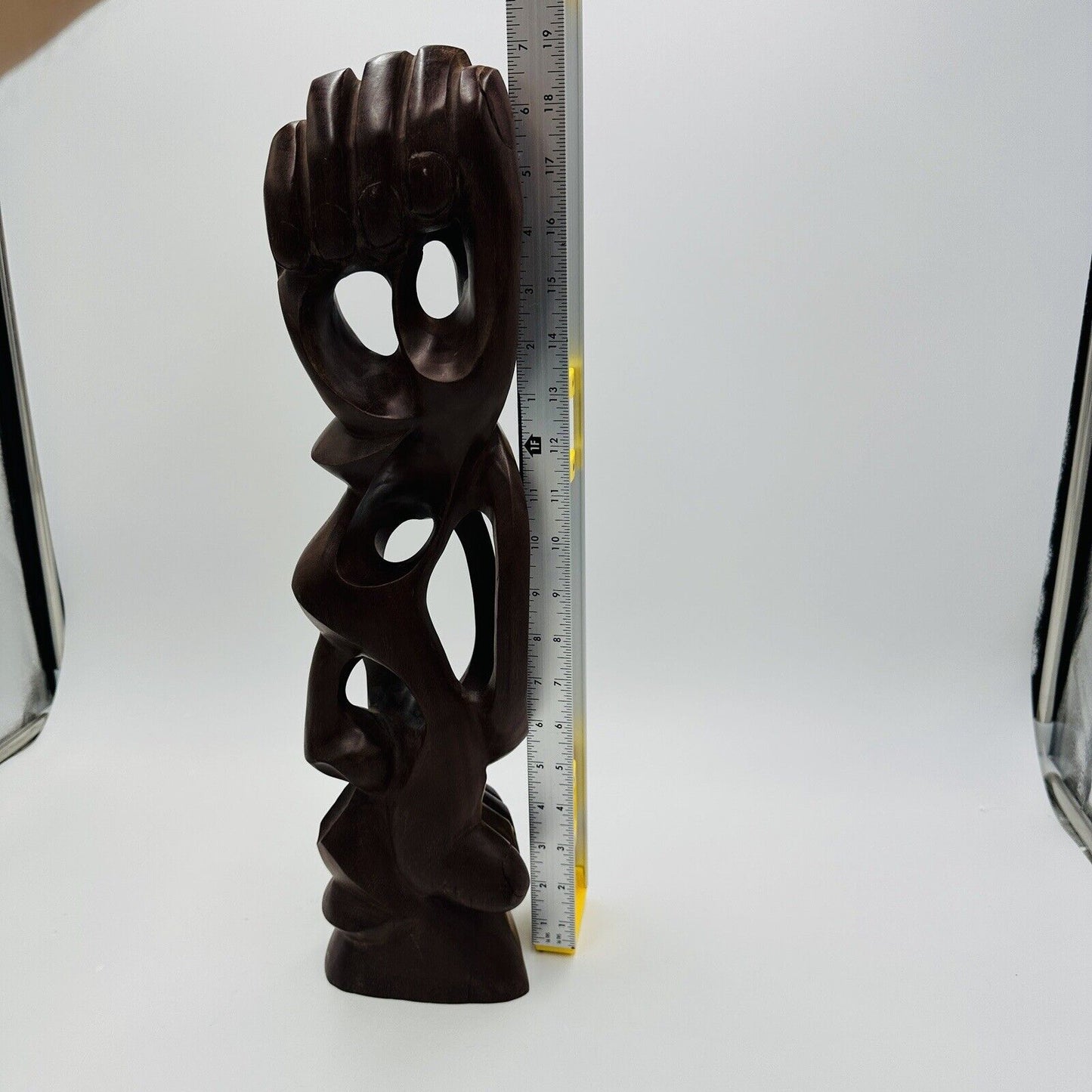 Mid Century Carved Wood Sculpture Hand Foot Face Modernism Large 19in