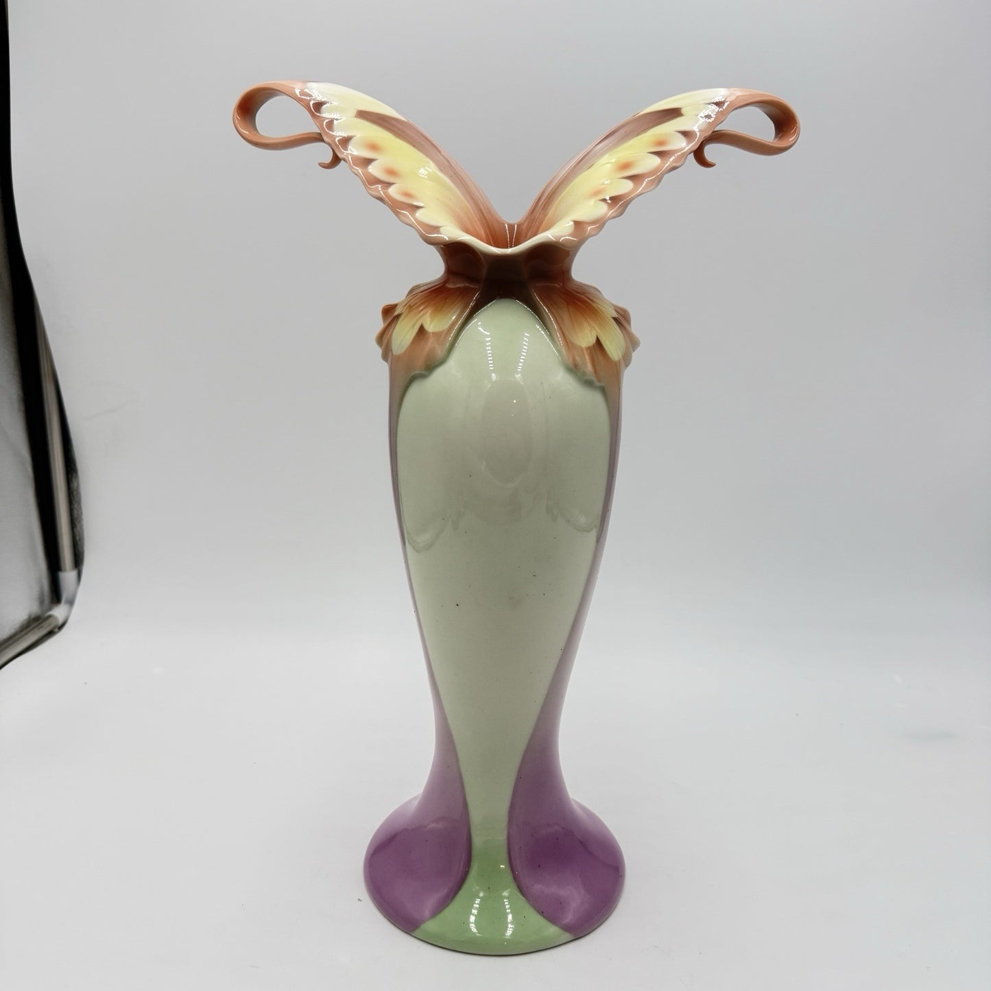FRANZ porcelain 15 1/2” Papillon-Butterfly Collection Vase-Spread Wings