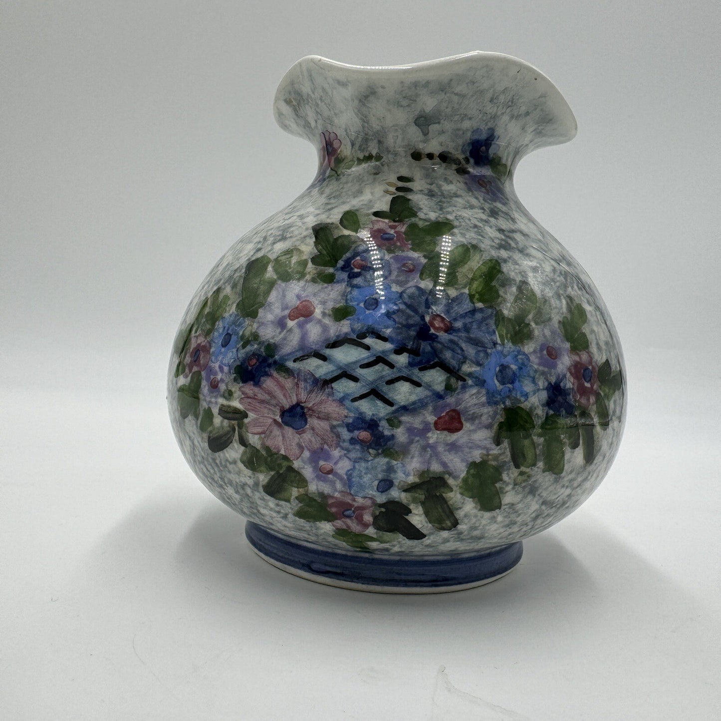 Tanagrea Studio Pottery Greece Floral Hand Painted Vase #379 5.5in H Vintage