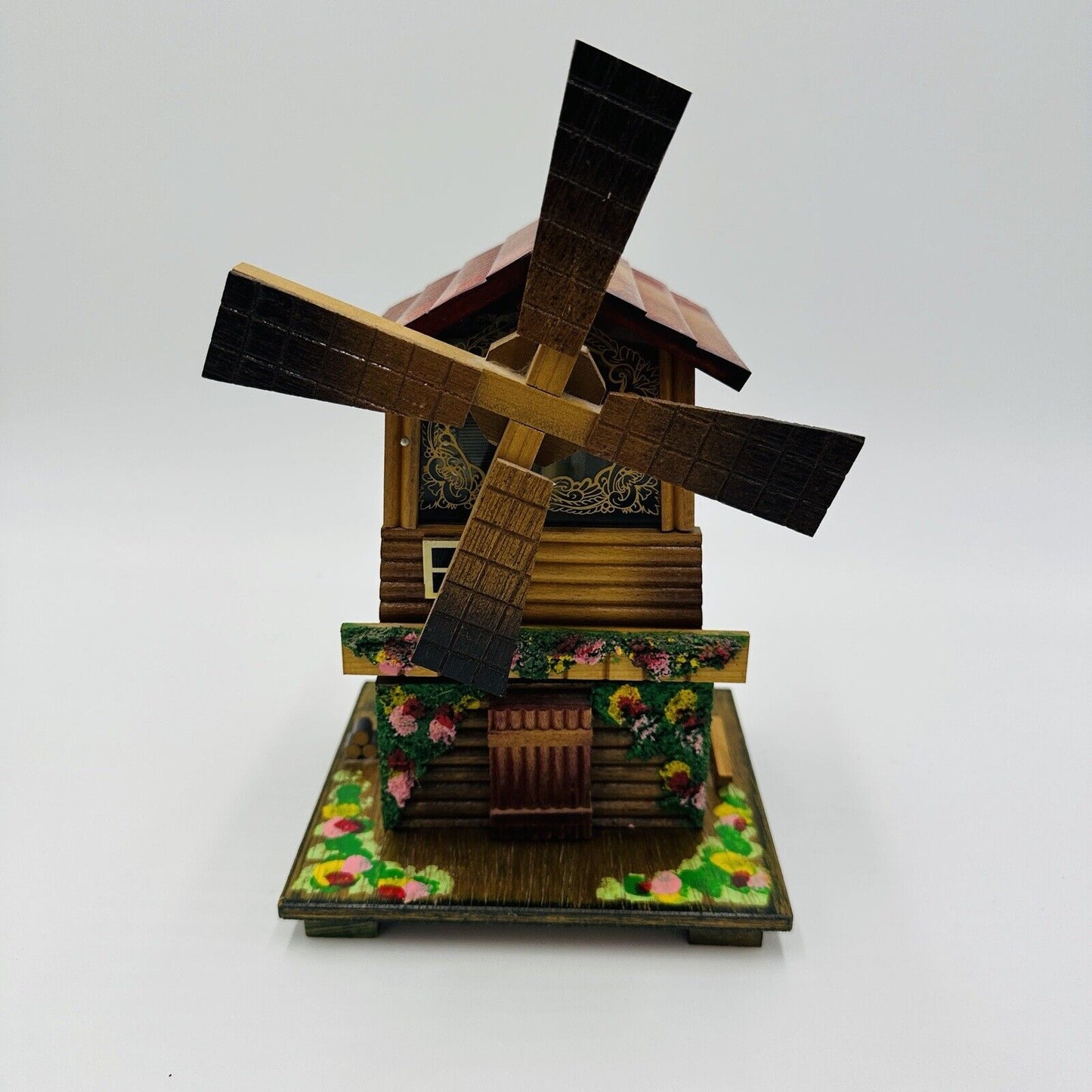 Wooden Jewelry Windmill Wood Box Shaped Dutch Vintage Hand-painted Home Decor
