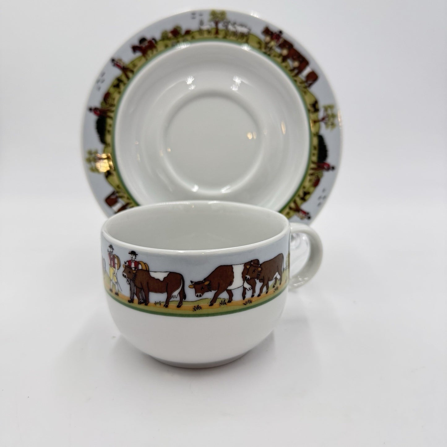 Rare Vintage Suisse Langenthal Alpage Pattern Cup And Saucer Porcelain Set