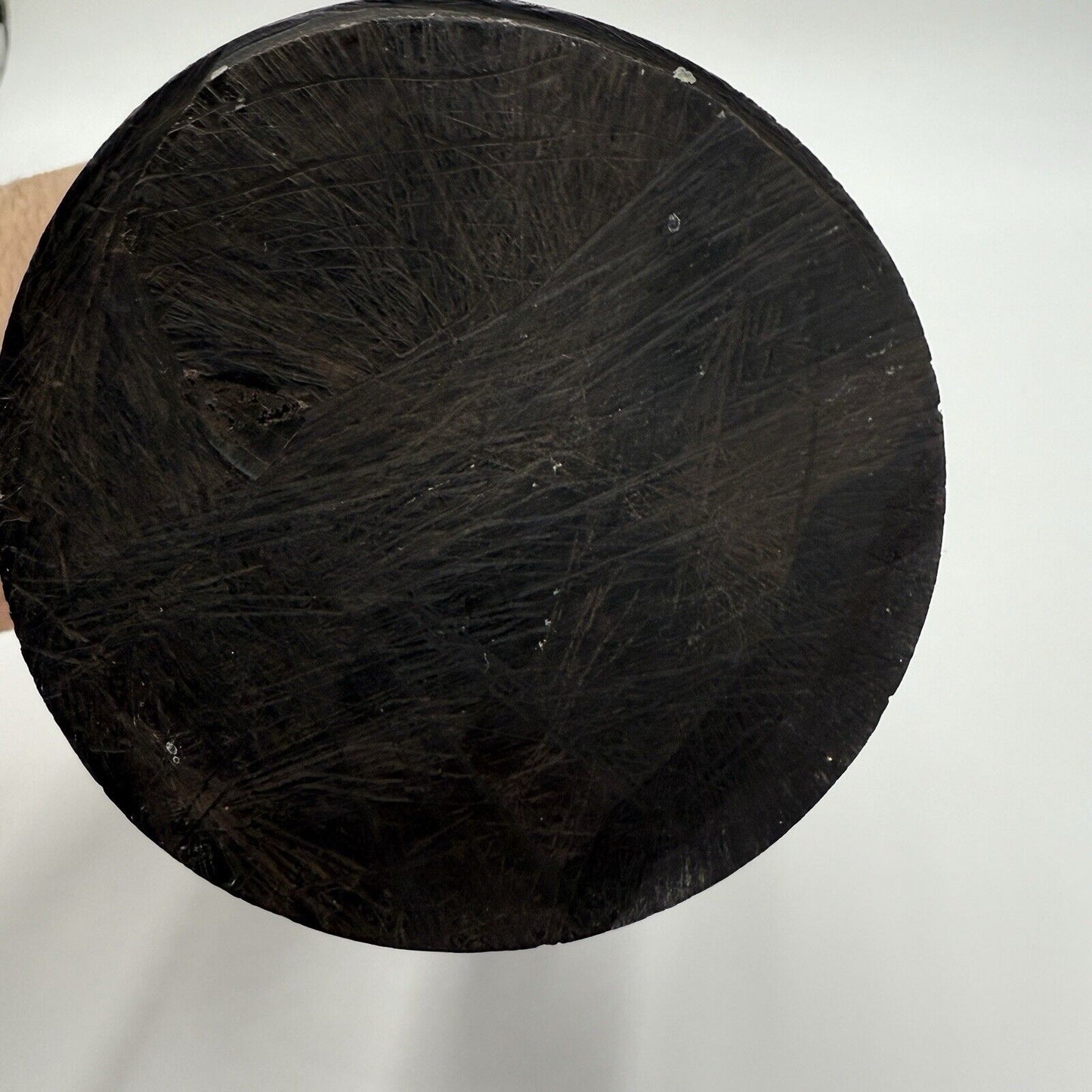 Vintage hand Carved Ebony Wood Nativity Candle Holder Solid Folk Art 6.5”