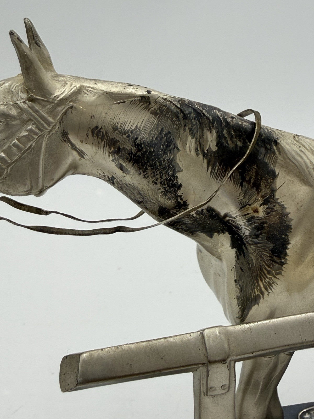 Vintage Jennings Bros Metal Silver Tone Horse Sculpture 6.5”x8” Figurine