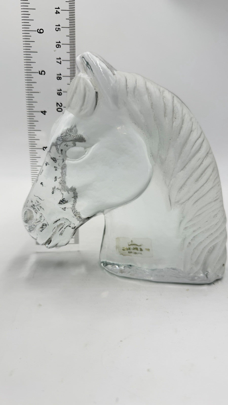 Viking Art Glass Horse Head Frosted Clear Bookend Paperweight Figurine 5.5”