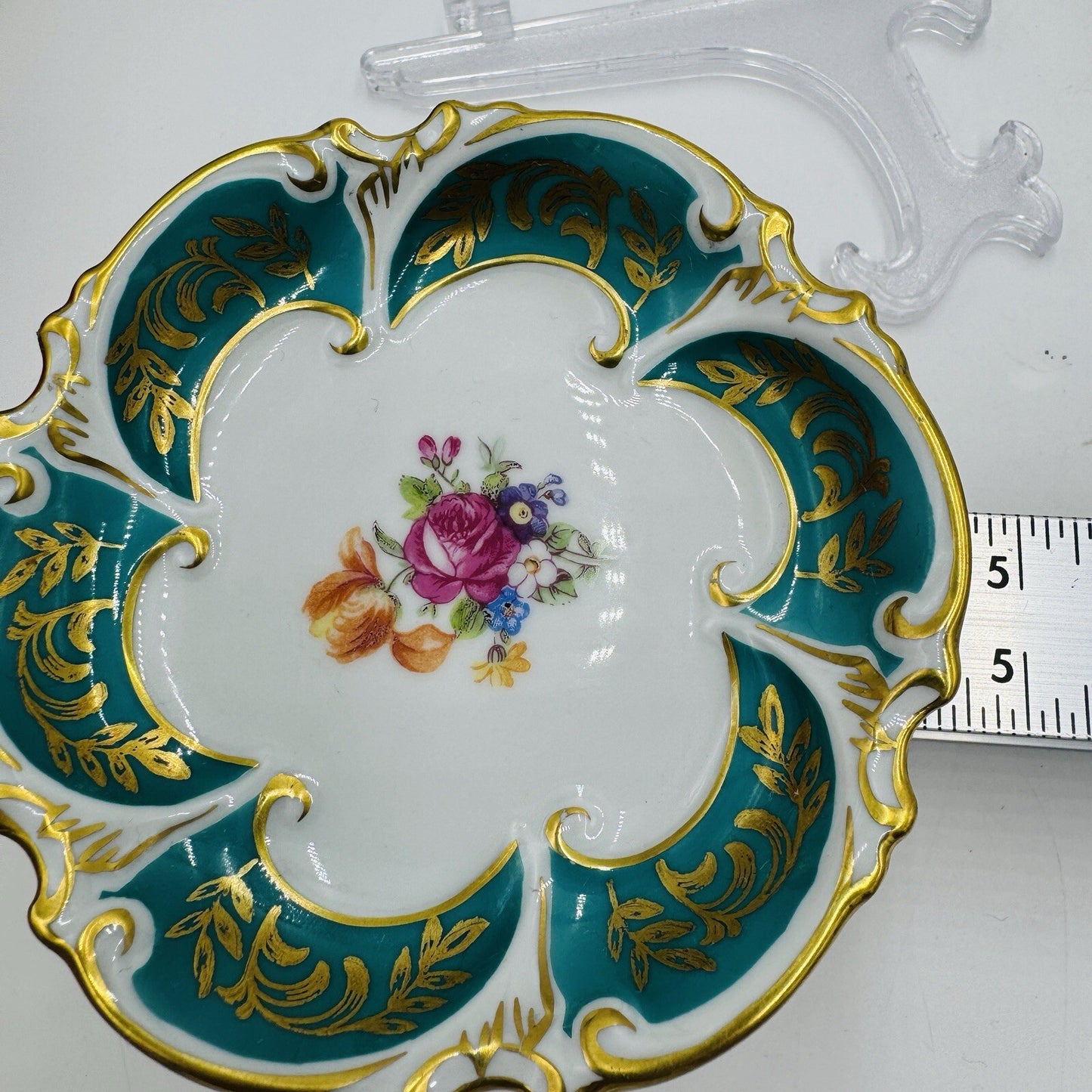 JLmenau Germany Graf Von Henneberg Green 5” Trinket Dish Set Antique