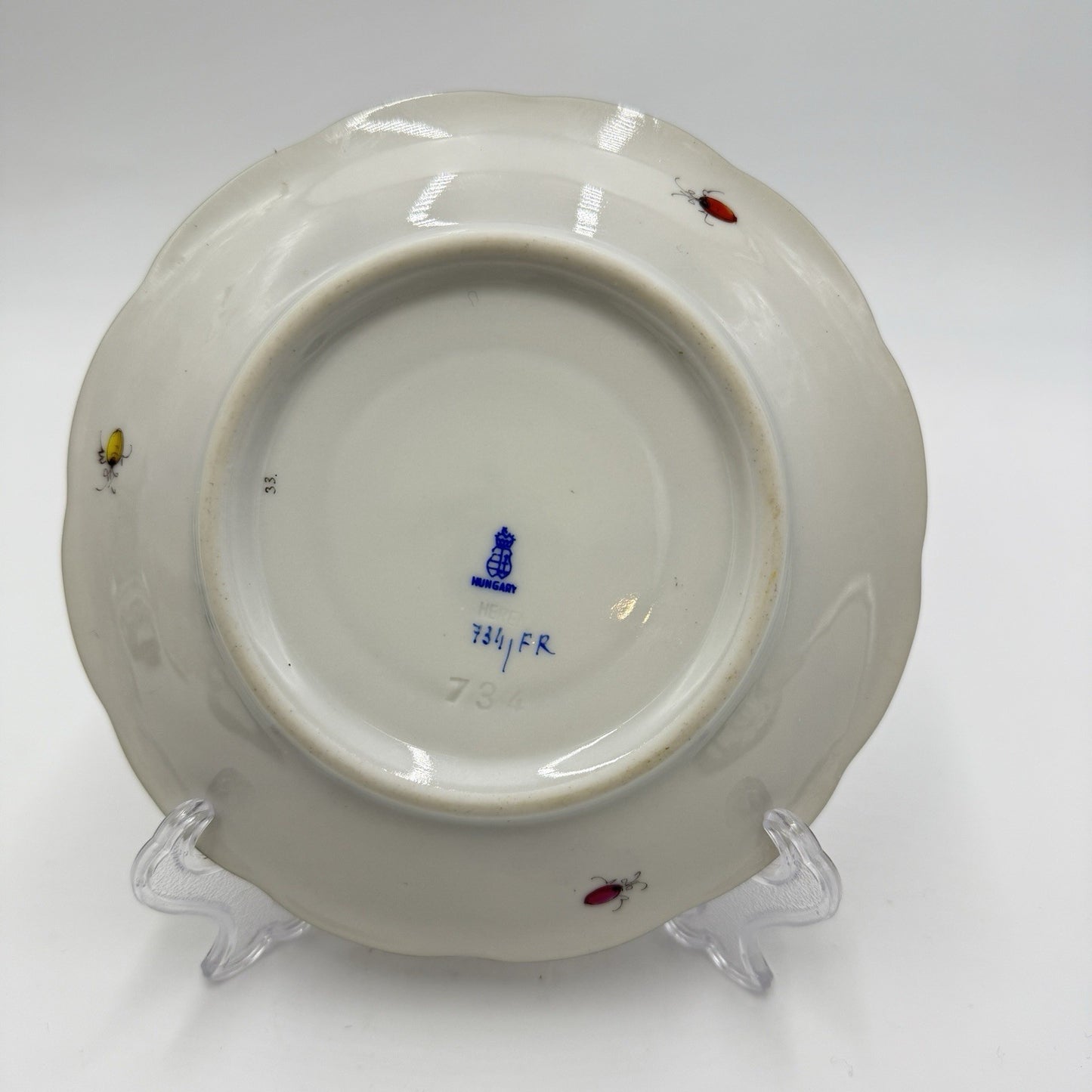 Antique 1930 Herend Hungary Porcelain Market Garden Tea Saucer Hand Painted