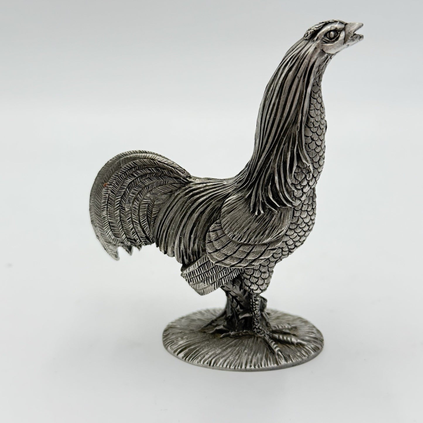 Vintage Salisbury Pewter Delaware Blue Hen Solid Rooster Figurine 3.5”H