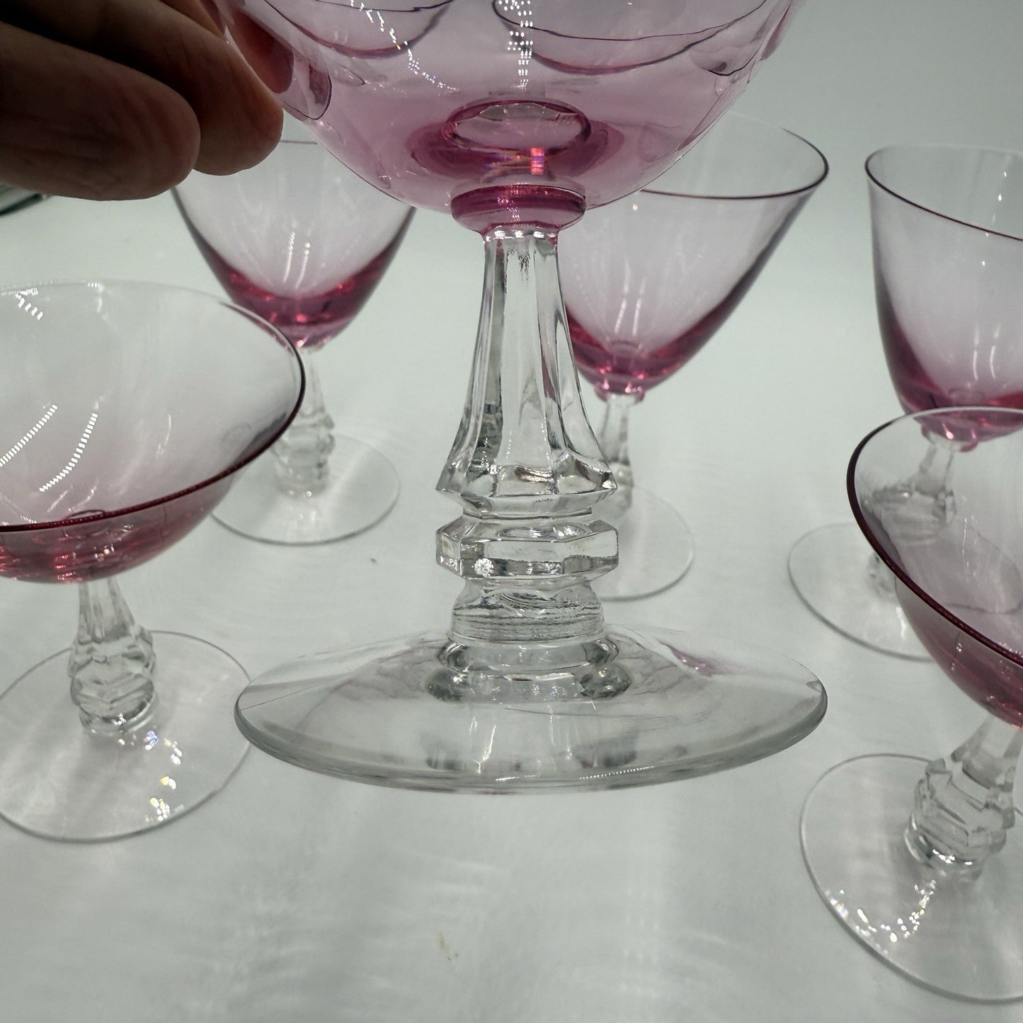 TIFFIN FRANCISCAN WISTARIA PINK 3 MARTINI SHERBET 3 Wine Glasses Set