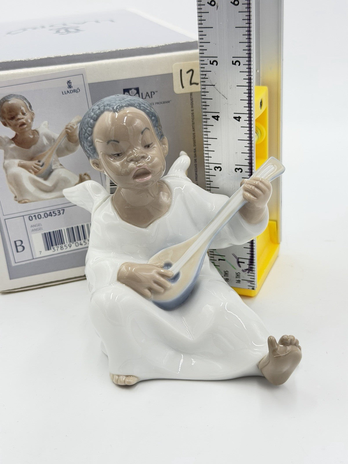 Lladro Spain Porcelain Angel Playing Mandolin Seated Boy Figurine NIB Retired Vt