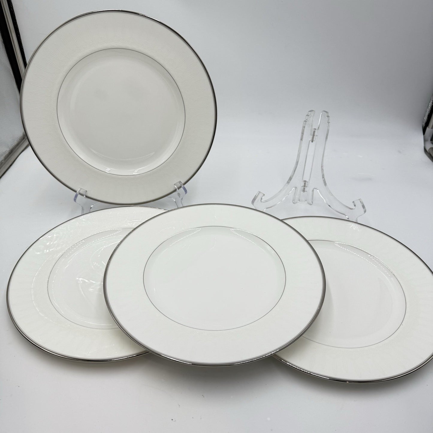 Waterford Fine English China Lismore Platinum Dinner Plates 4 PCs 10.75” New