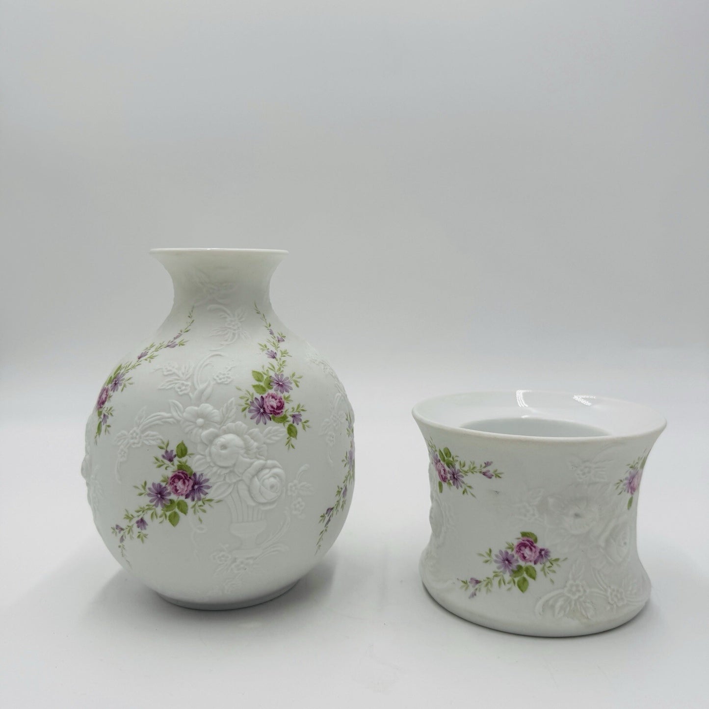 Kaiser Porcelain West Germany Monaco Patterned Bud Vase and Votive Candleholder