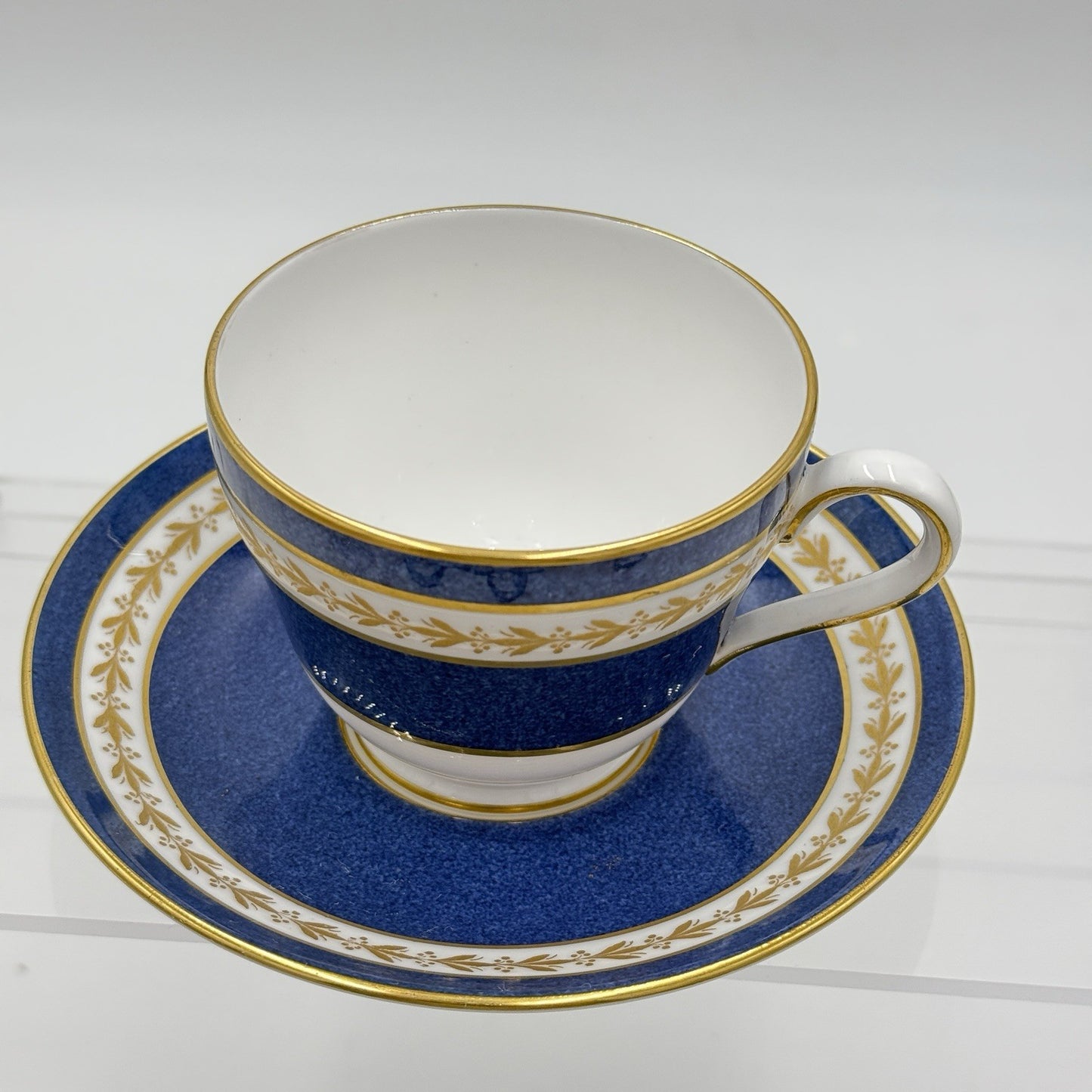 Rare Spode CRAVEN English Pattern Porcelain Teacup & Saucer Blue Gold Lauren