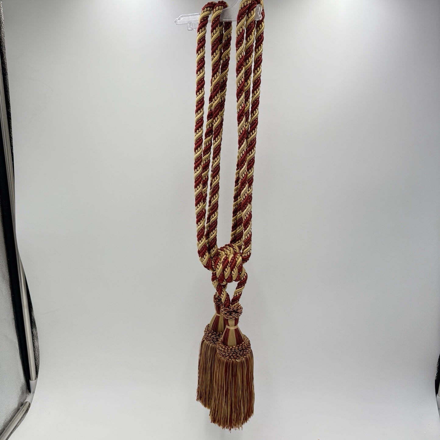 Vintage Curtain Tassle Berkshire Red And Gold Poly Tie Backs 25” Thick Rope Pair