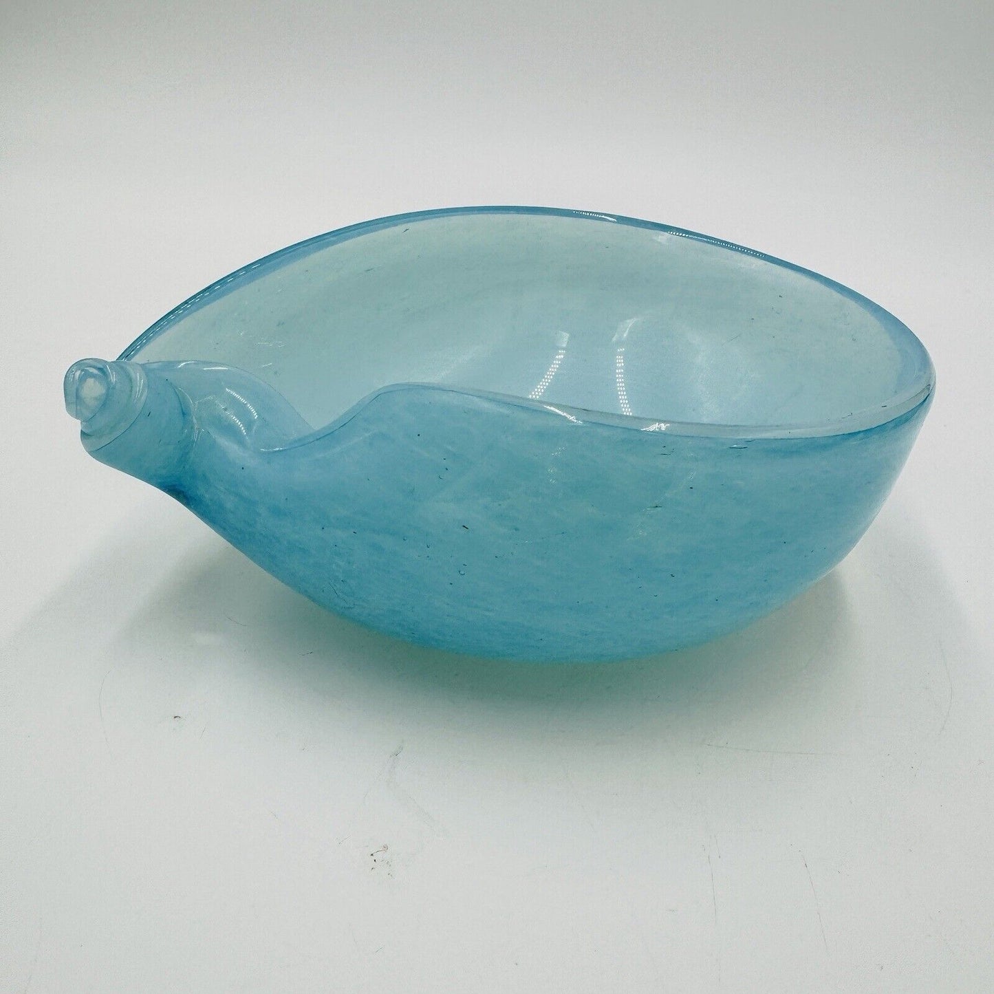 MCM Murano Art Glass Barbini Aqua Blue Bowl Italy Hand Blown