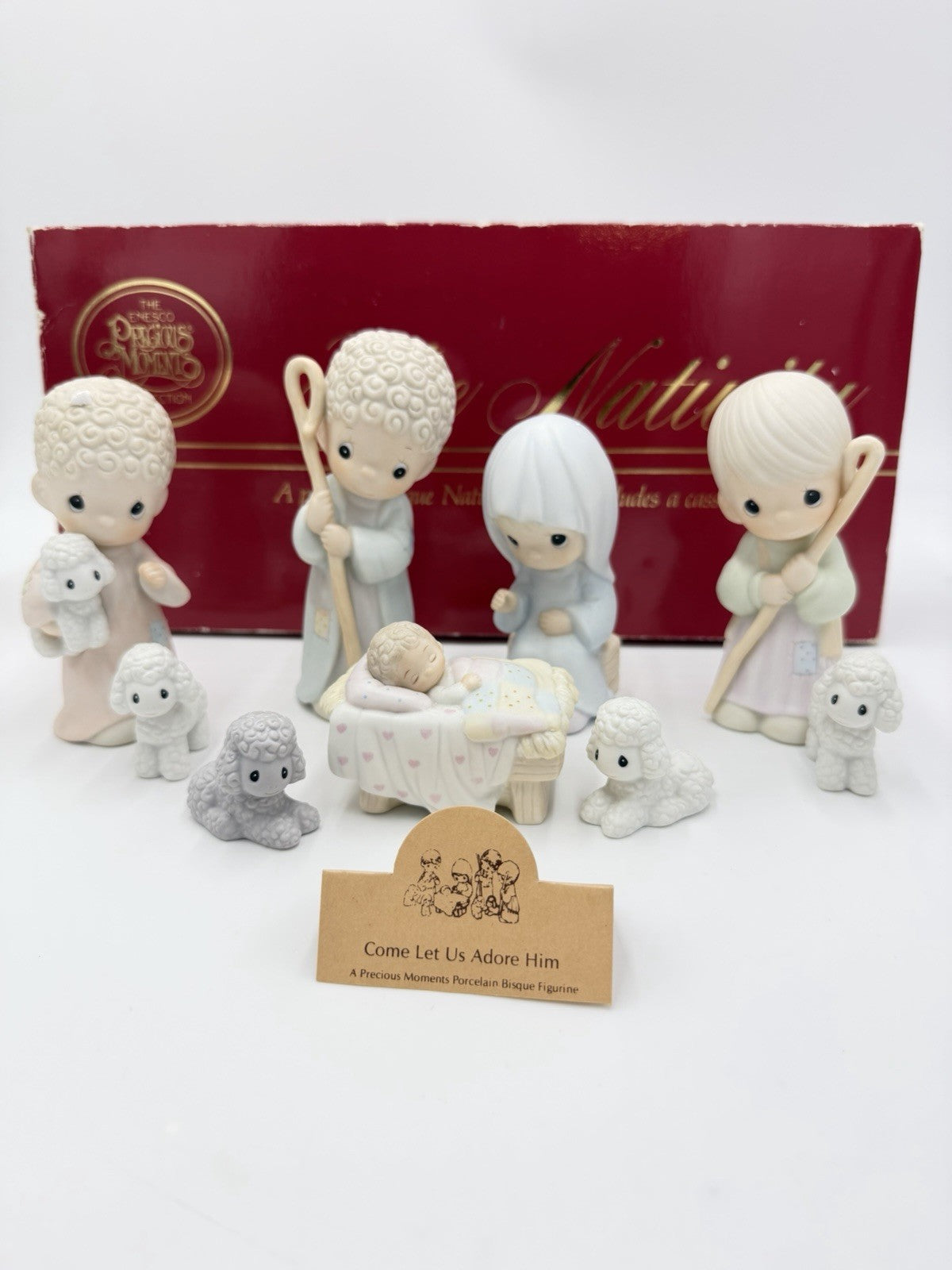Precious Moments The Nativity Porcelain Bisque 9 Piece Set Figurines