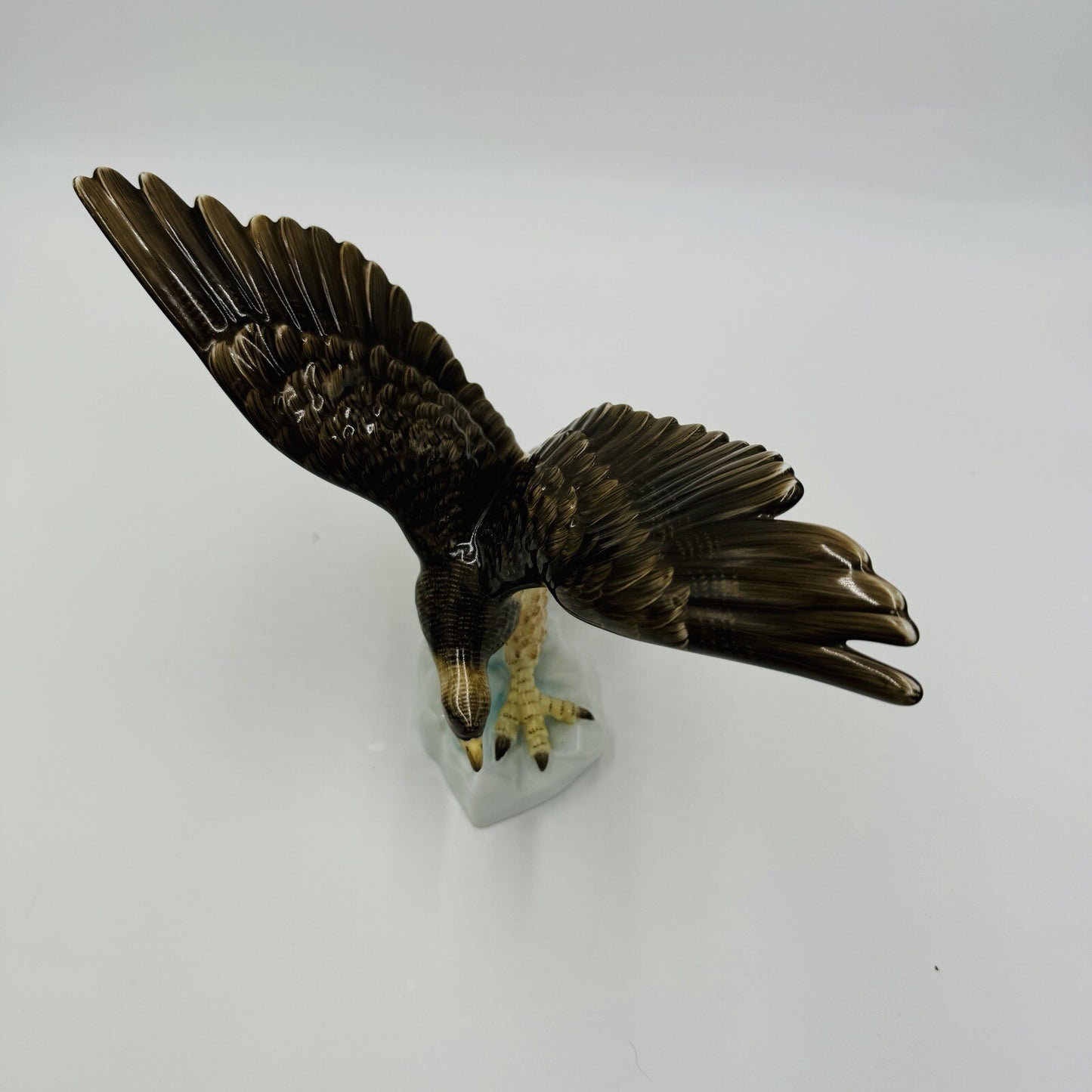 Herend Turul Eagle on Rock Wings Porcelain Spread Out Figurine 5057 Hungary