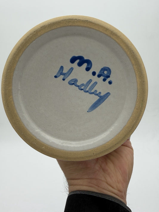 Rare M.A. HADLEY Art Pottery Floral Stoneware Utensils Kitchen Holder 5.5”x5”