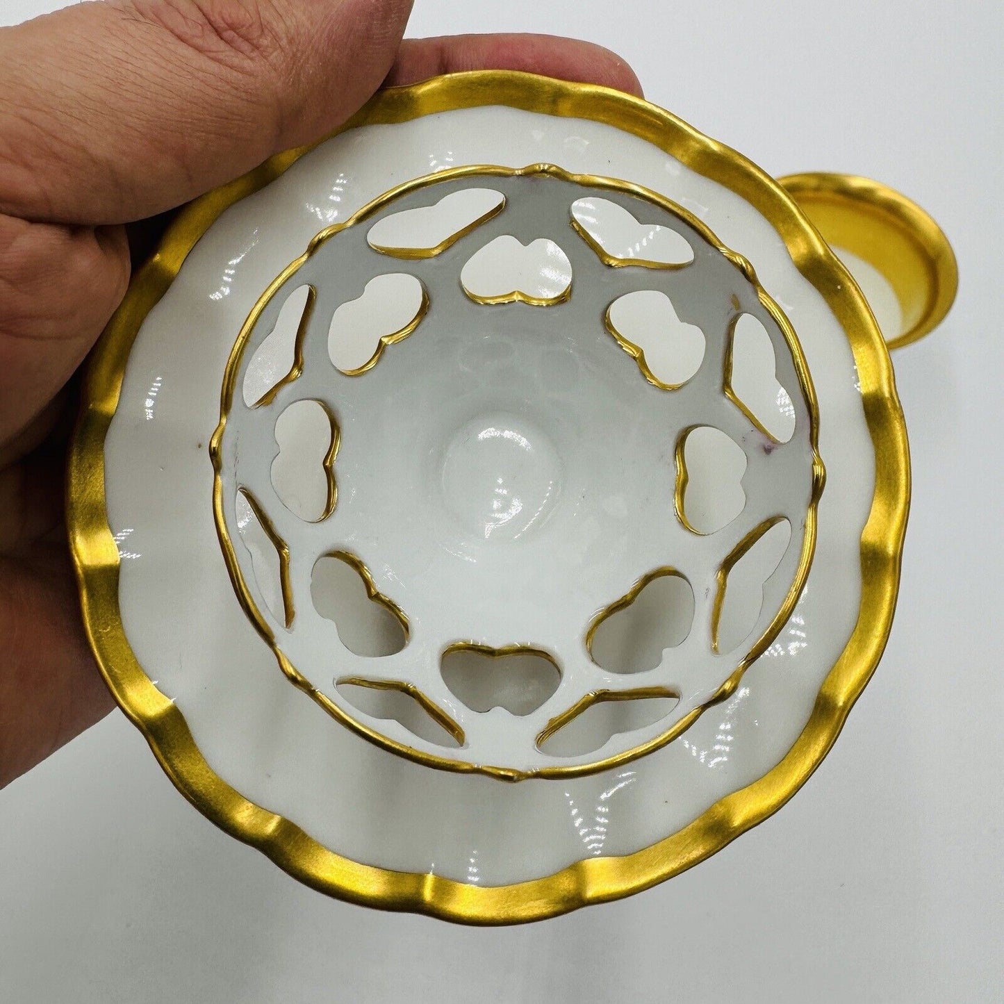 French Porcelain Gold Trim Egg Cups 3 Pieces Unmarked Rare Antique Serveware