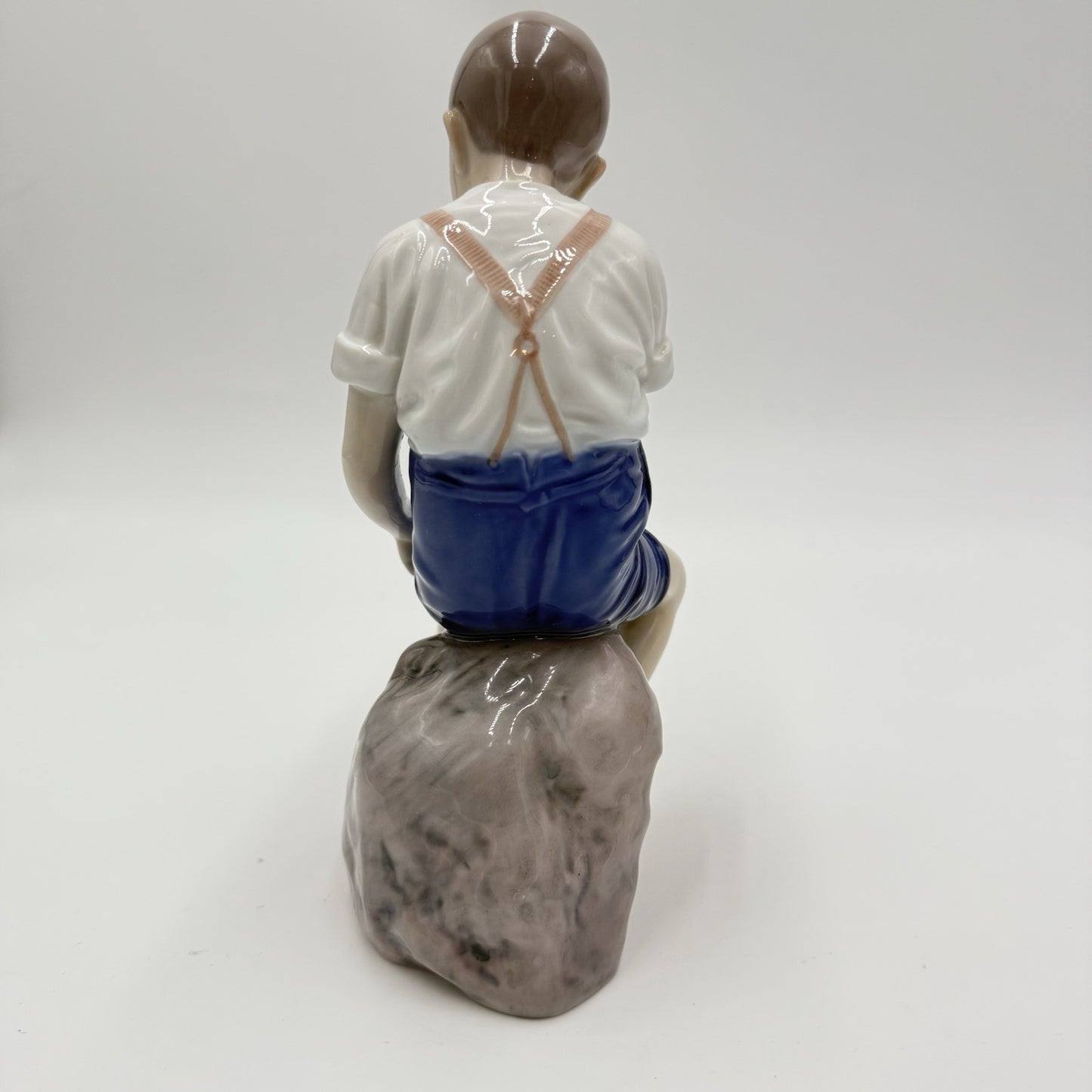 Bing & Grondahl Porcelain Denmark 8in Paddling About # 1757 Boy On Rock Figurine