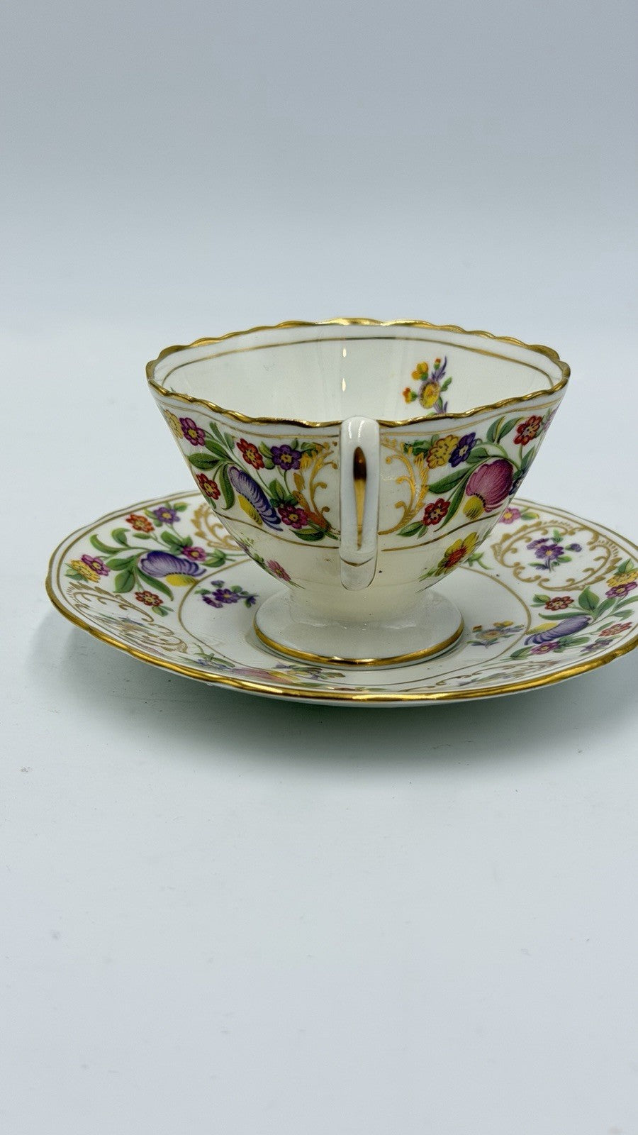 Vintage Hammersley Bone China Dresden Sprays Tea Cup And Saucer Set Pink Marking