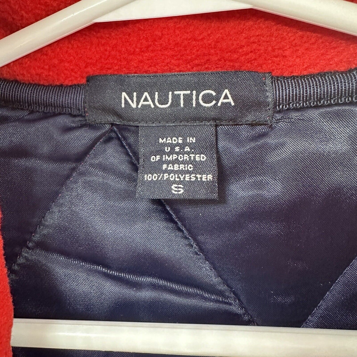 Nautica Nautech Women's Size S Vest Made in USA Regular Fit Fleece Red Quilted