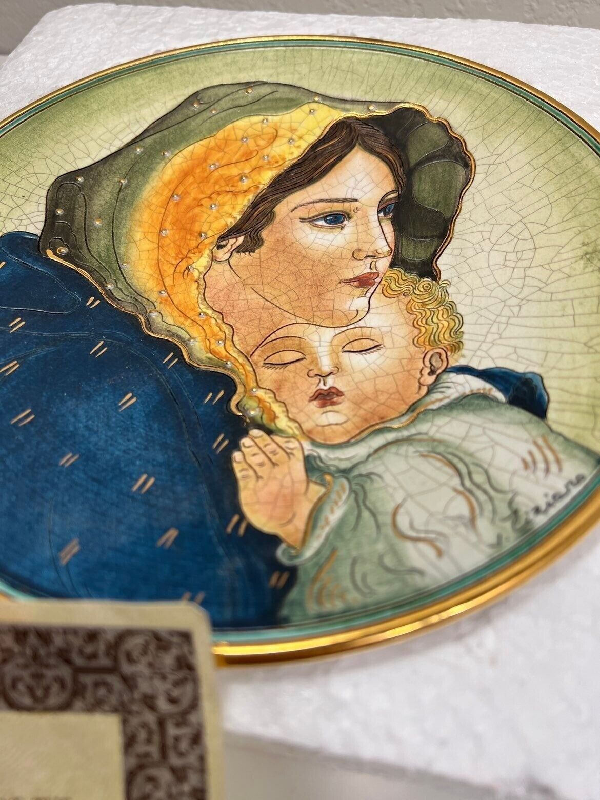 Fontana Plate Mother's Day 1973 8.5" Mother and Child Collector Plate Italy