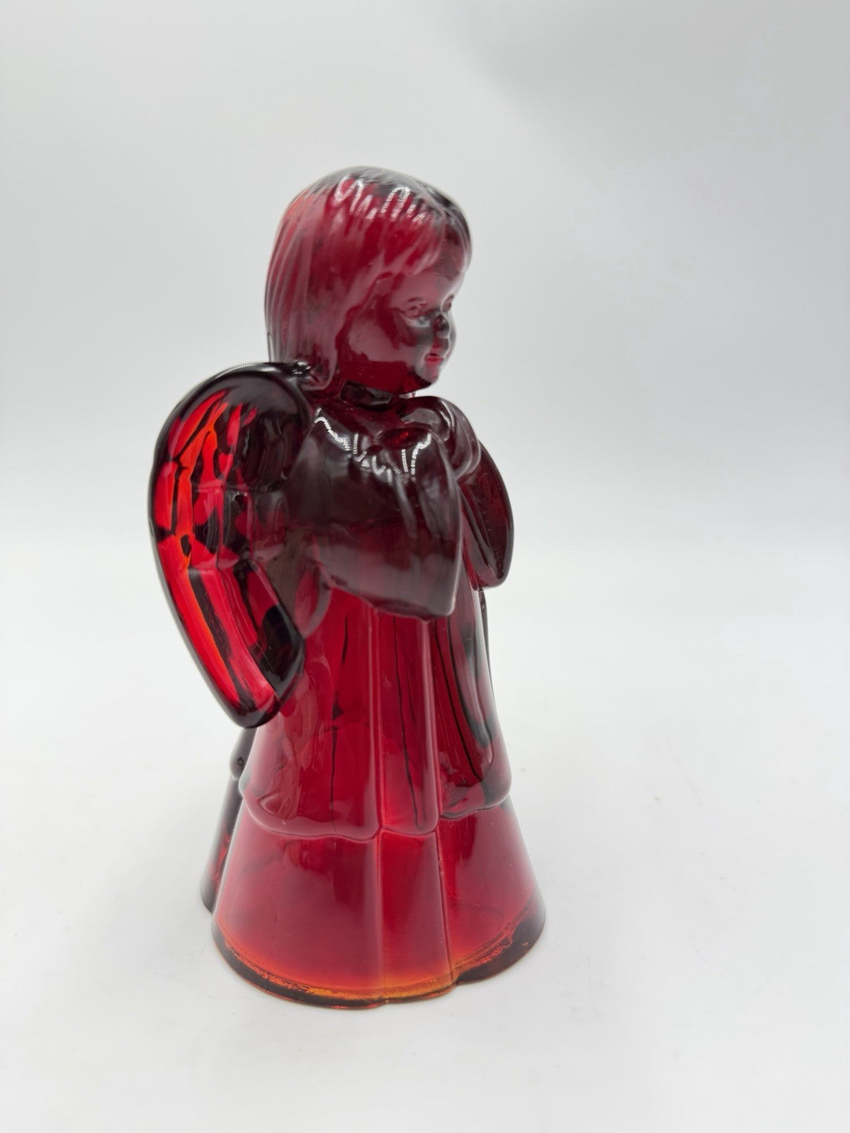 Fenton Art Glass USA Ruby Red Praying Angel Figurine 5.5” Rare Vintage