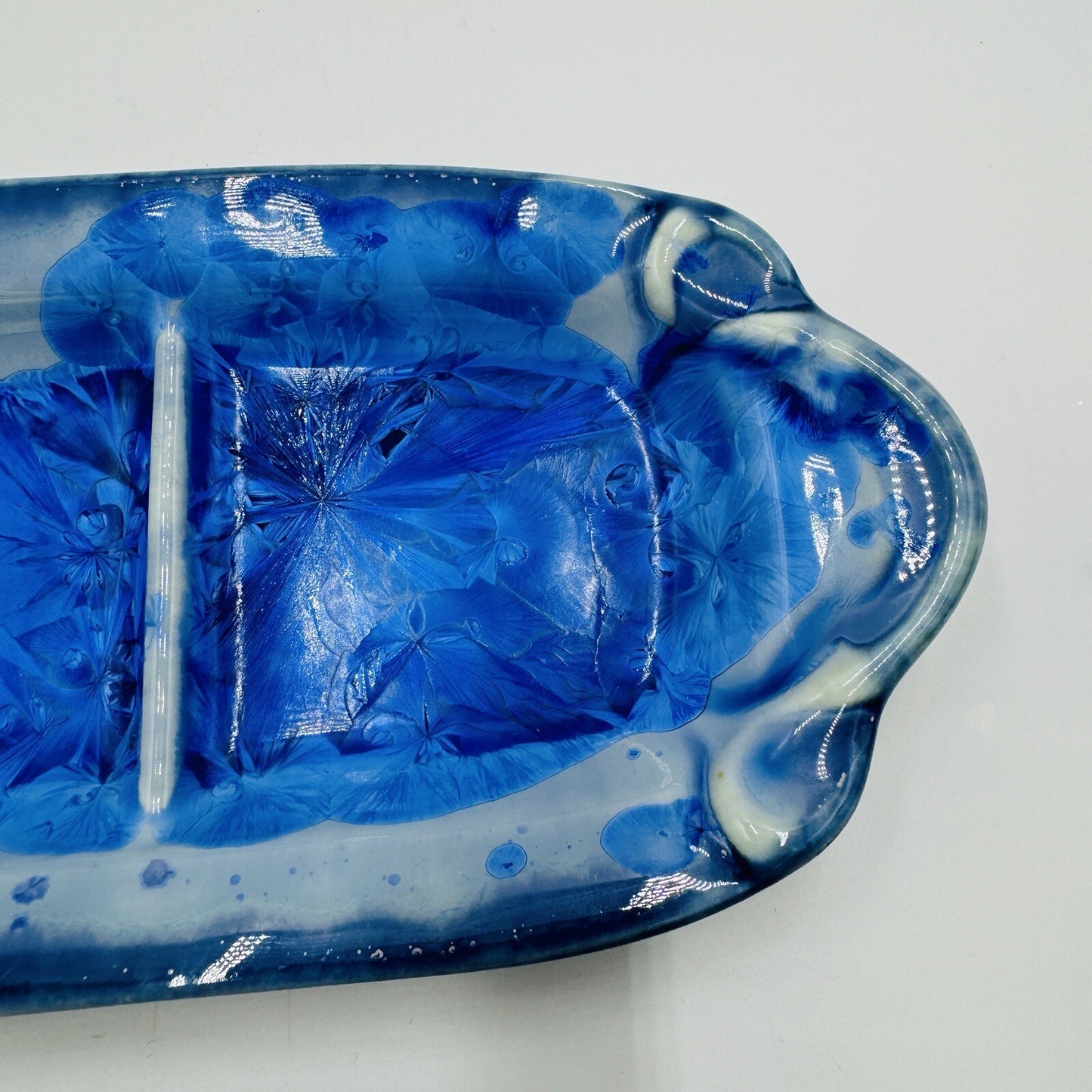 Studio Edgecomb Rectangle Divided Tray Potters Pottery Crystalline 11in x 4in