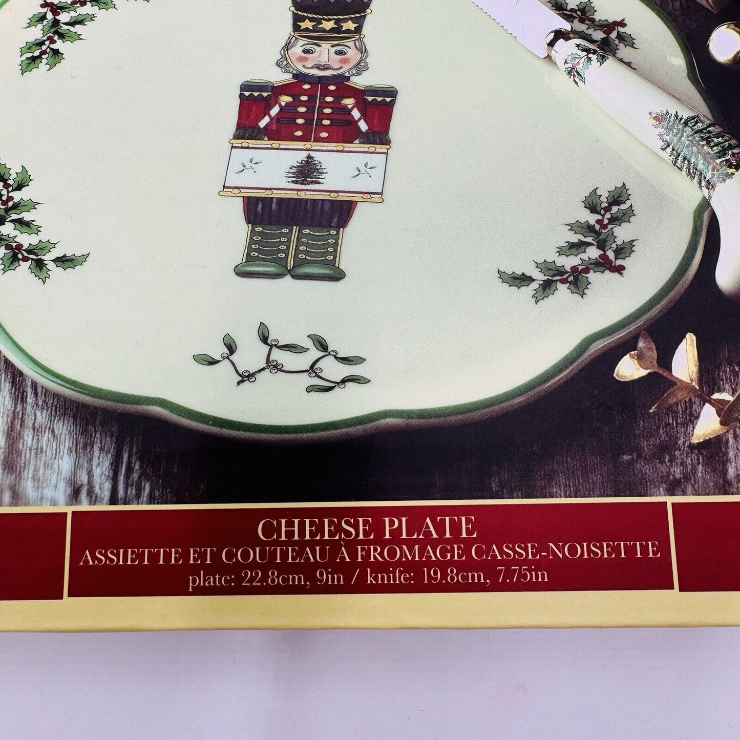 Spode Christmas Tree Nutcracker Cheese Plate & Knife Set NIB