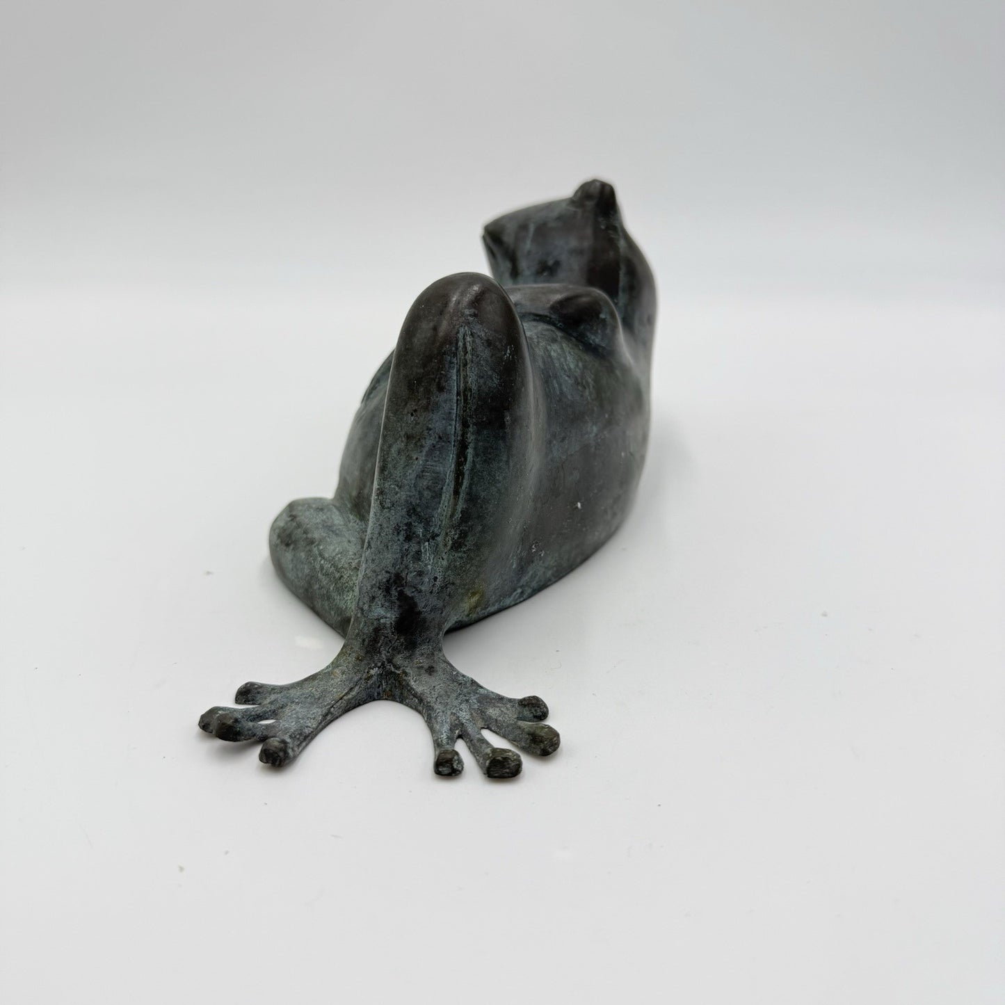 Vintage Bronze Hollow Casting RESTING Frog Sculpture 4”Hx8.5”L