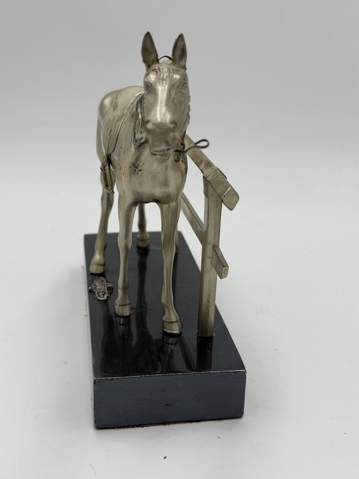 Vintage Jennings Bros Metal Silver Tone Horse Sculpture 6.5”x8” Figurine