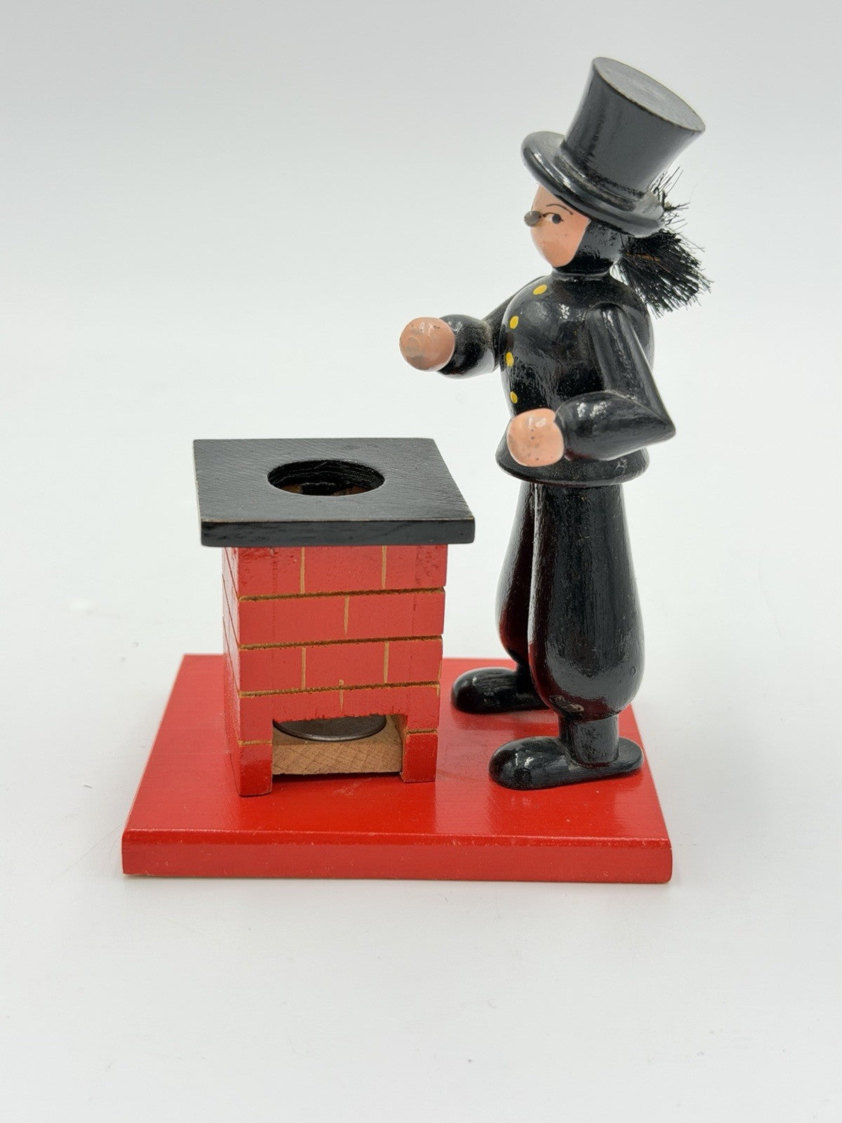 vintage Erzgebirge German wooden incense smoker chimney sweeper Folk Art 4”H
