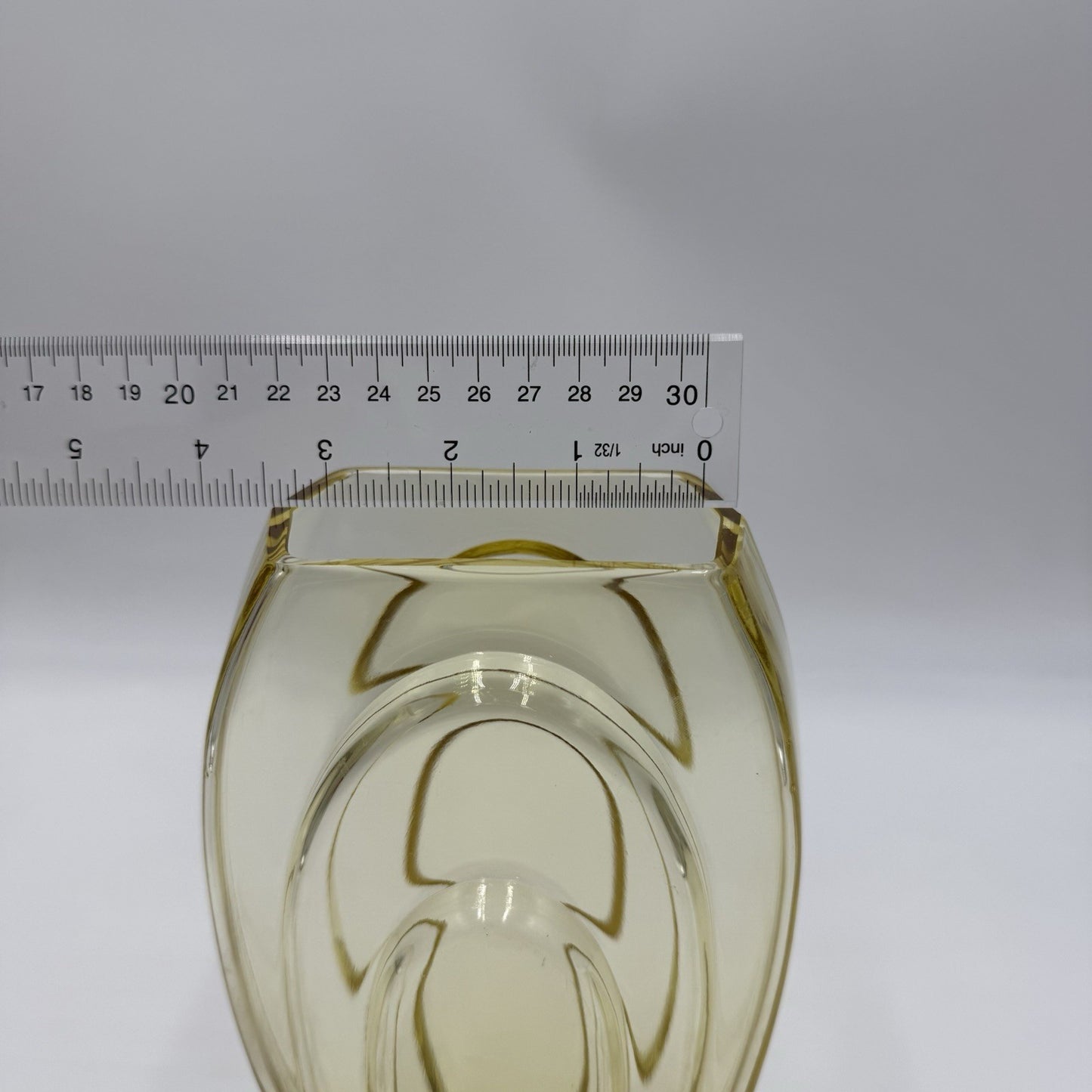 GEORGE SAKIER Fostoria Art Glass Amber Yellow MCM Vase 7.5” USA Rare