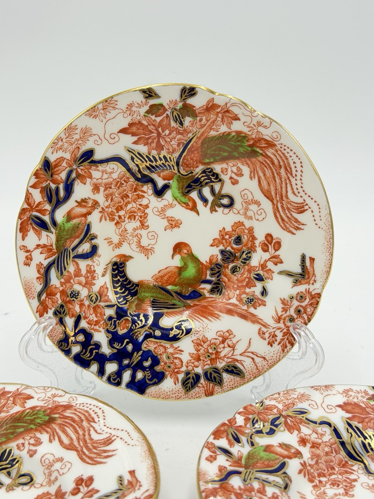 1946 Royal Crown Derby Olde Avesbury Demitasse Saucers Set 3 Porcelain England