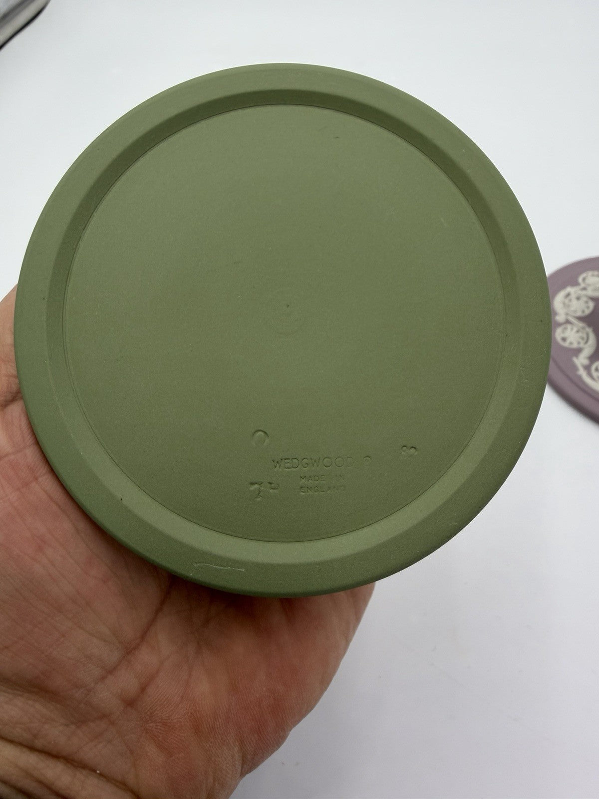 Vintage Wedgwood Jasperware Celadon Lilac & Green Candle Holder England Porcelai