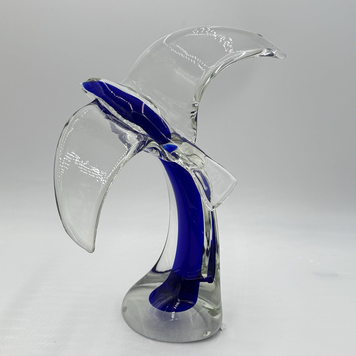 Vtg Murano Roberto Moretti Seagul Blue Cobalt Abstract Sculpture 13” Art Glass