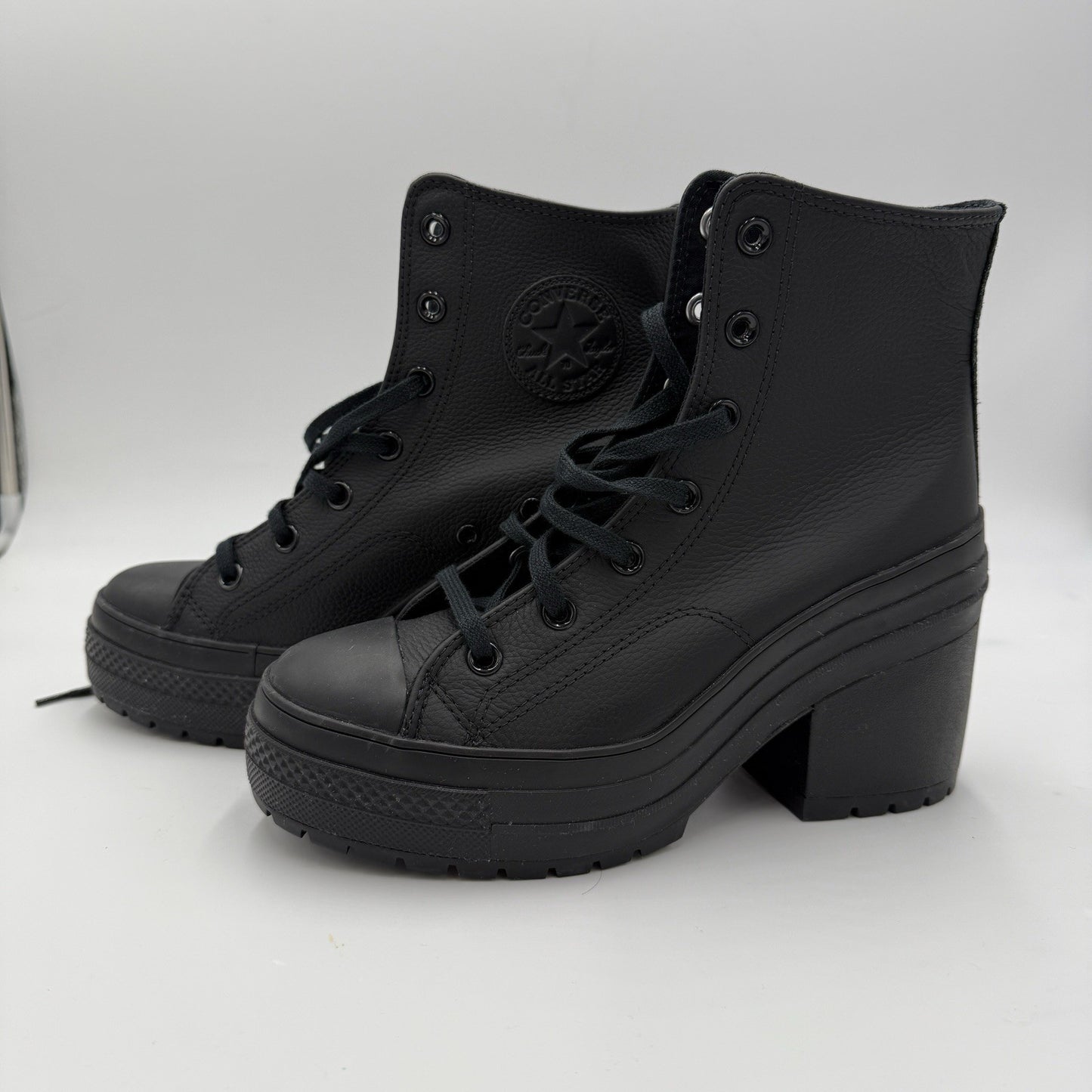 CONVERSE Chuck 70 De Luxe Heel Leather Boots Shoes A06145C Size 9 Women Black