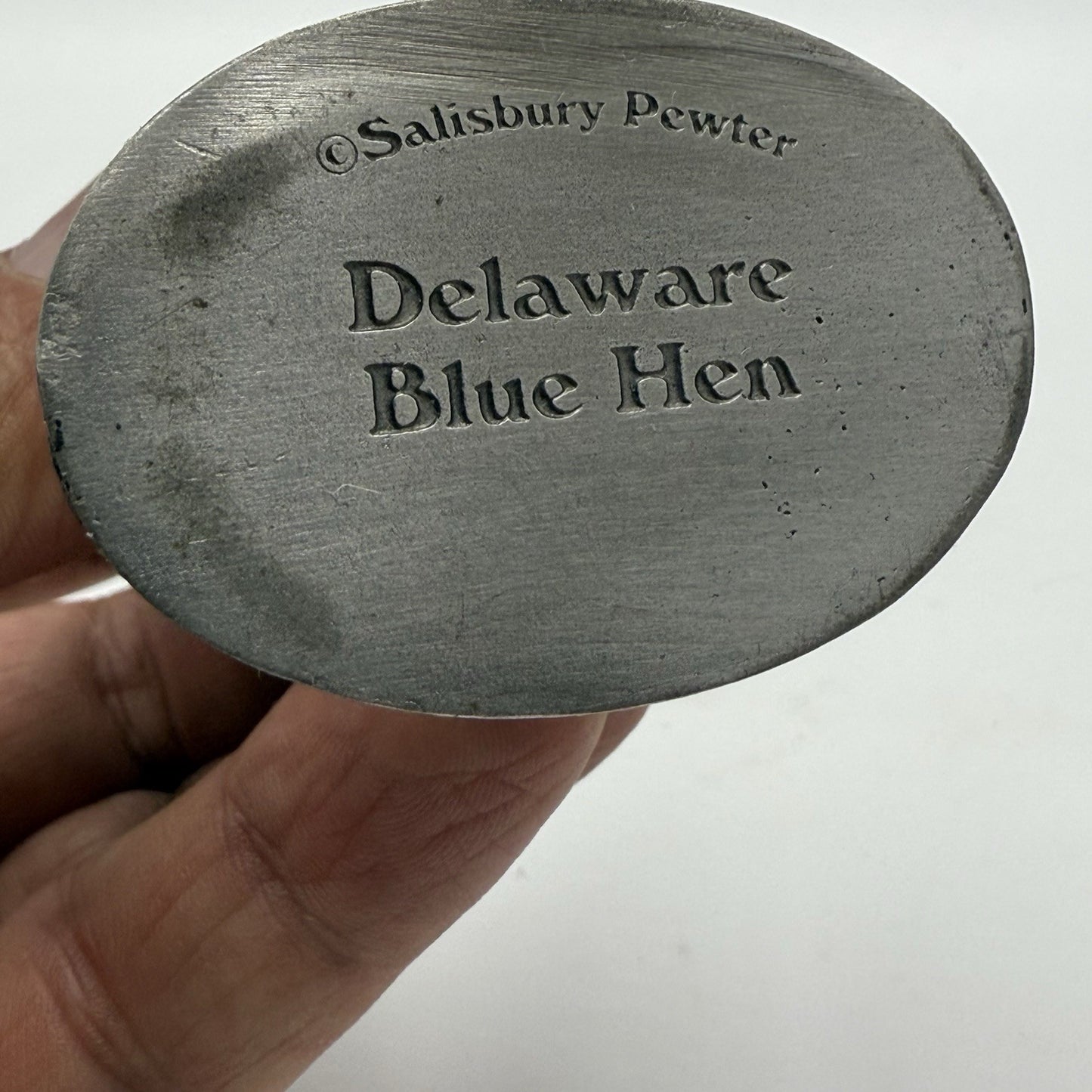 Vintage Salisbury Pewter Delaware Blue Hen Solid Rooster Figurine 3.5”H