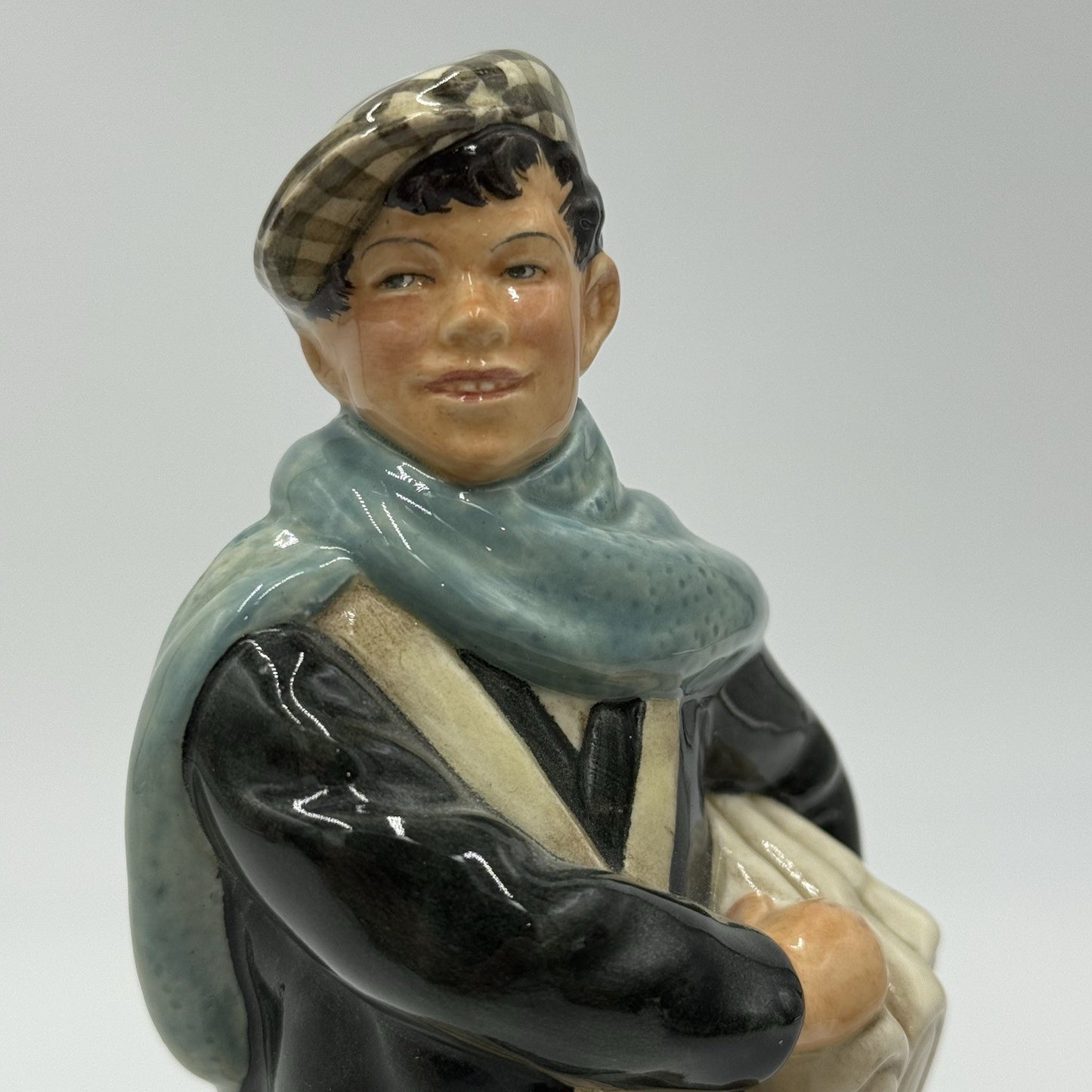 Antique Royal Doulton Newsboy Porcelain England HN 2244 Figurine 1958 Painted 8”