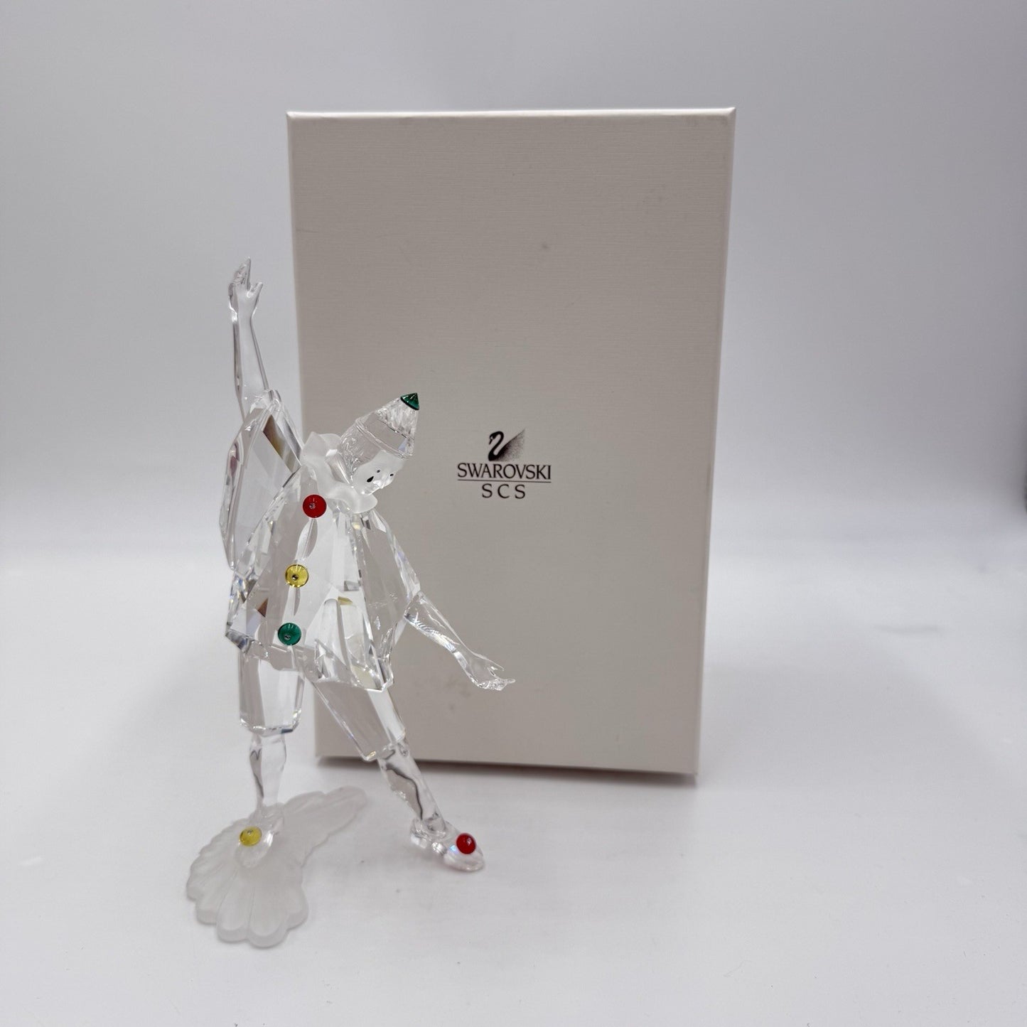 SWAROVSKI Crystal Austria Masquerade Pierrot Figurine 7” H ANNUAL EDITION 1999