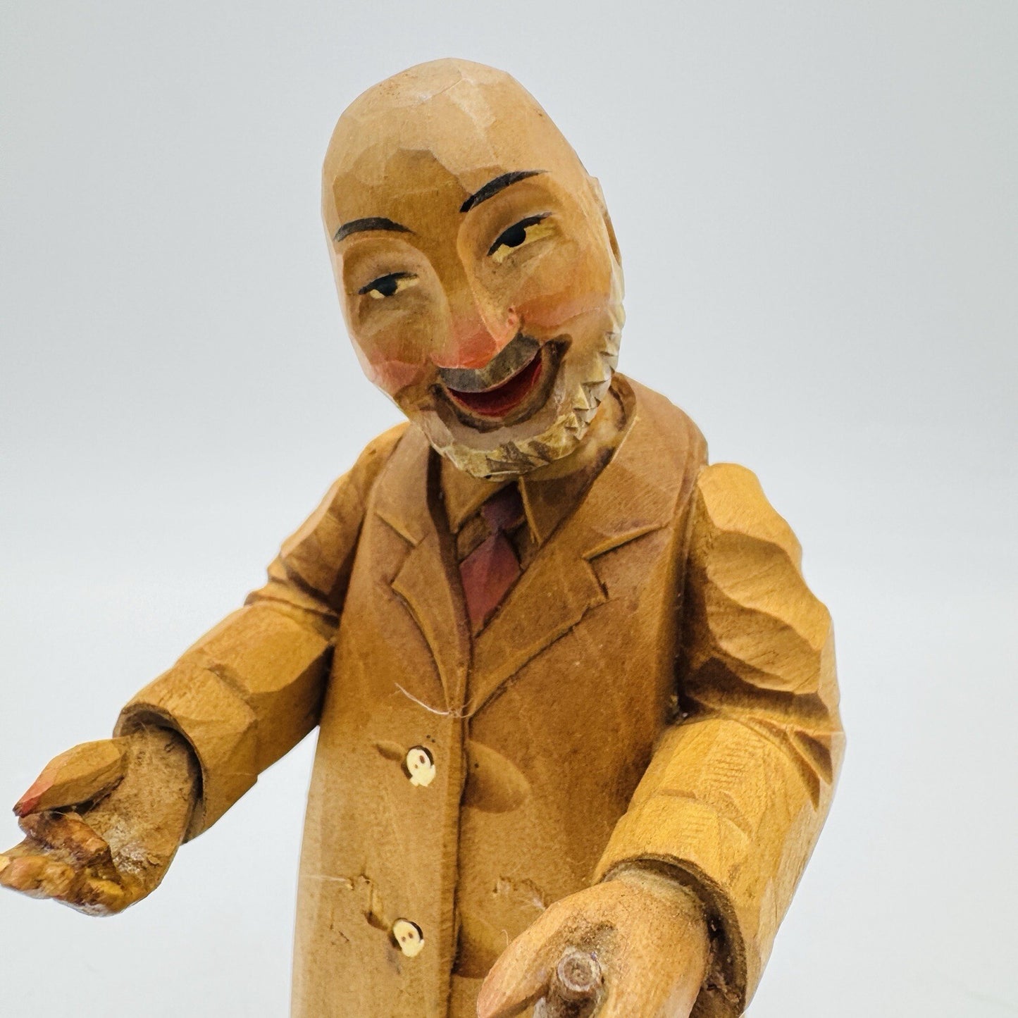 Anri Hand Carved Wood Doctor Figurine Pediatrics Medicine 6.75" Folk Art Vintage